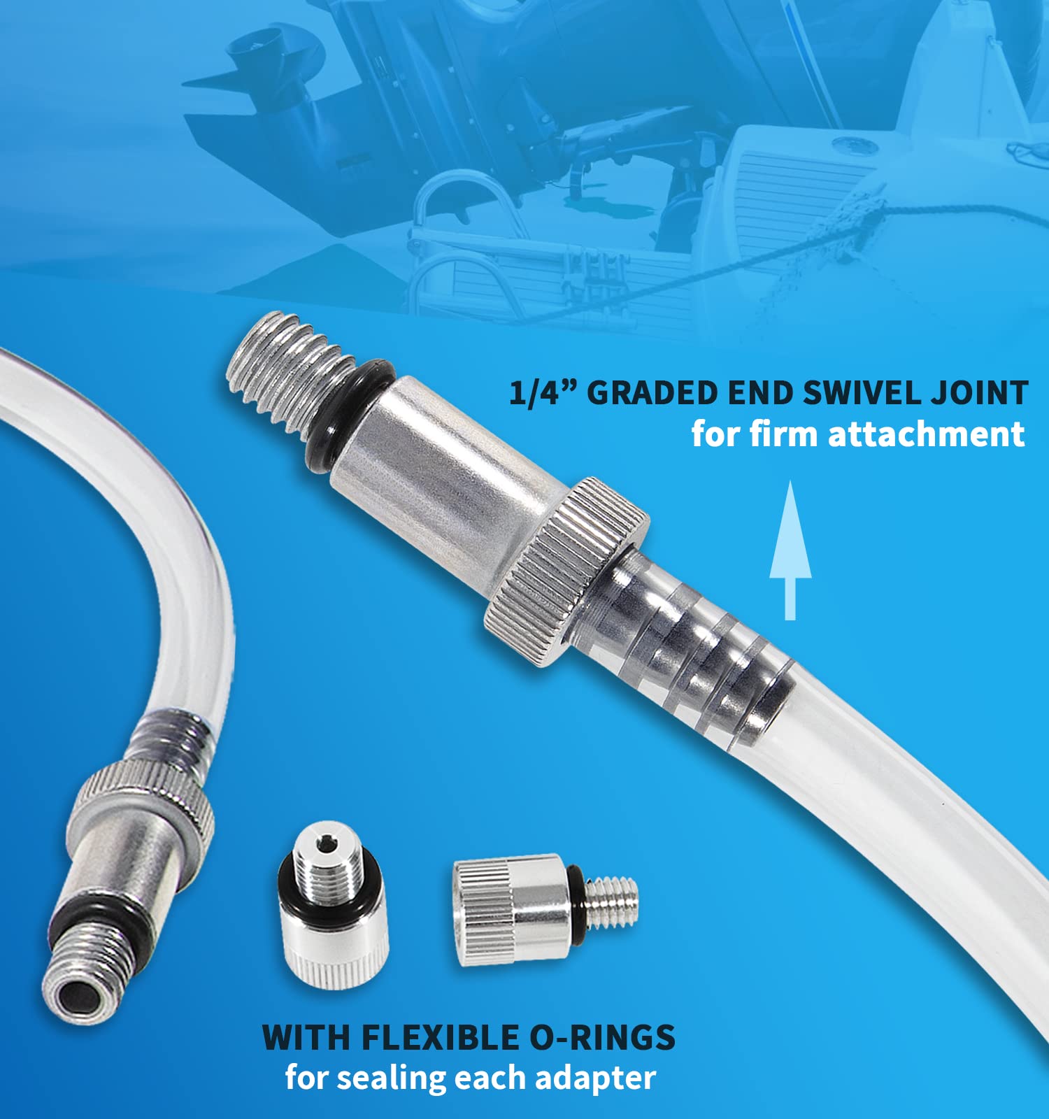 Manual Lower Unit Gear Oil Pump Kit With 8 Mm/10 Mm Generic Metal Adapter, Standard Quart Bottle Gear Lube Fluid Transfer Pump,