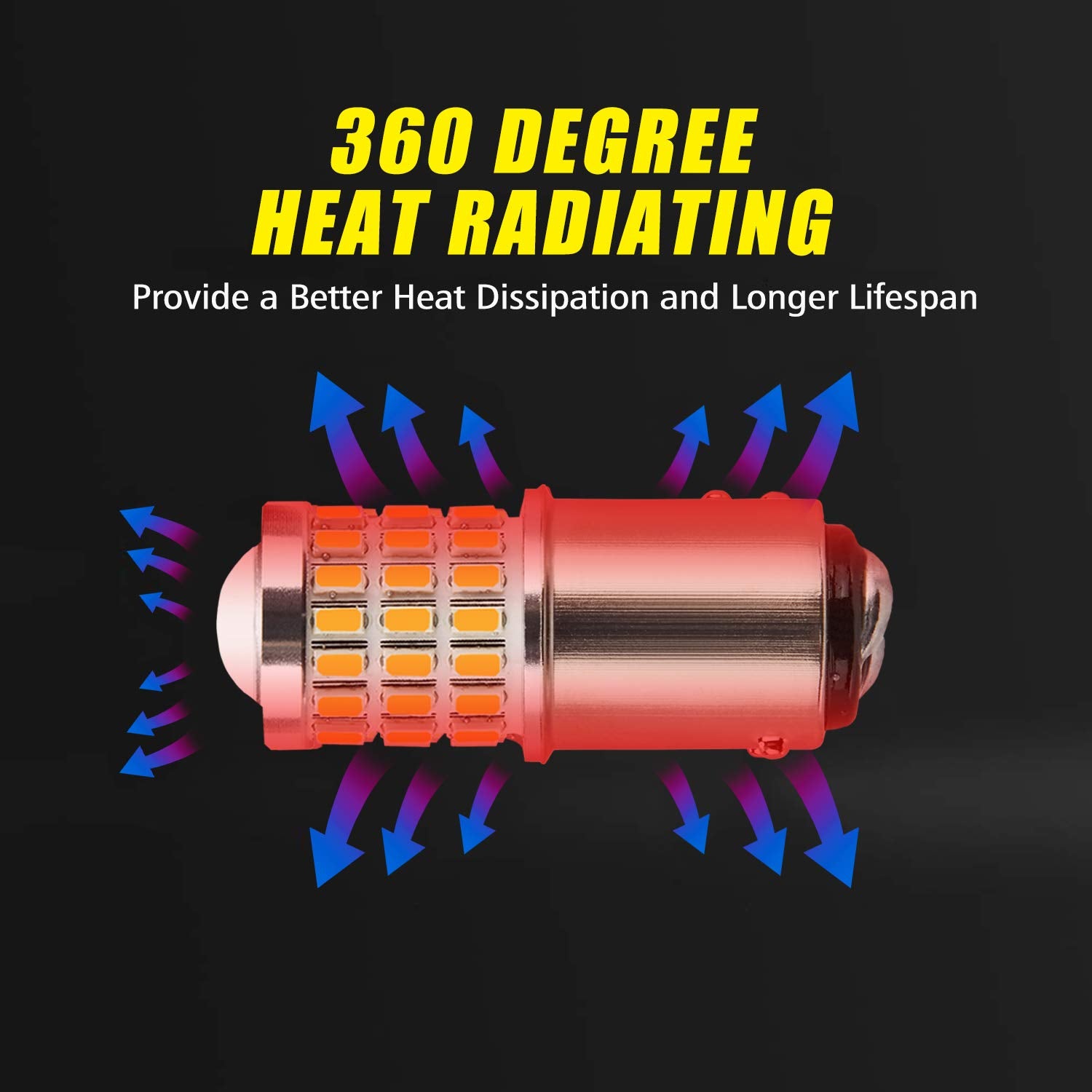 Auxlight 2057 1157 2357 7528 2057A 1157A 2357A Led Bulbs Amber Yellow, Ultra Bright 57-Smd Led Replacement For Blinker Lights, Turn Signal/Parking Or Running Lights, Brake/Tail Lights (Pack Of 2)