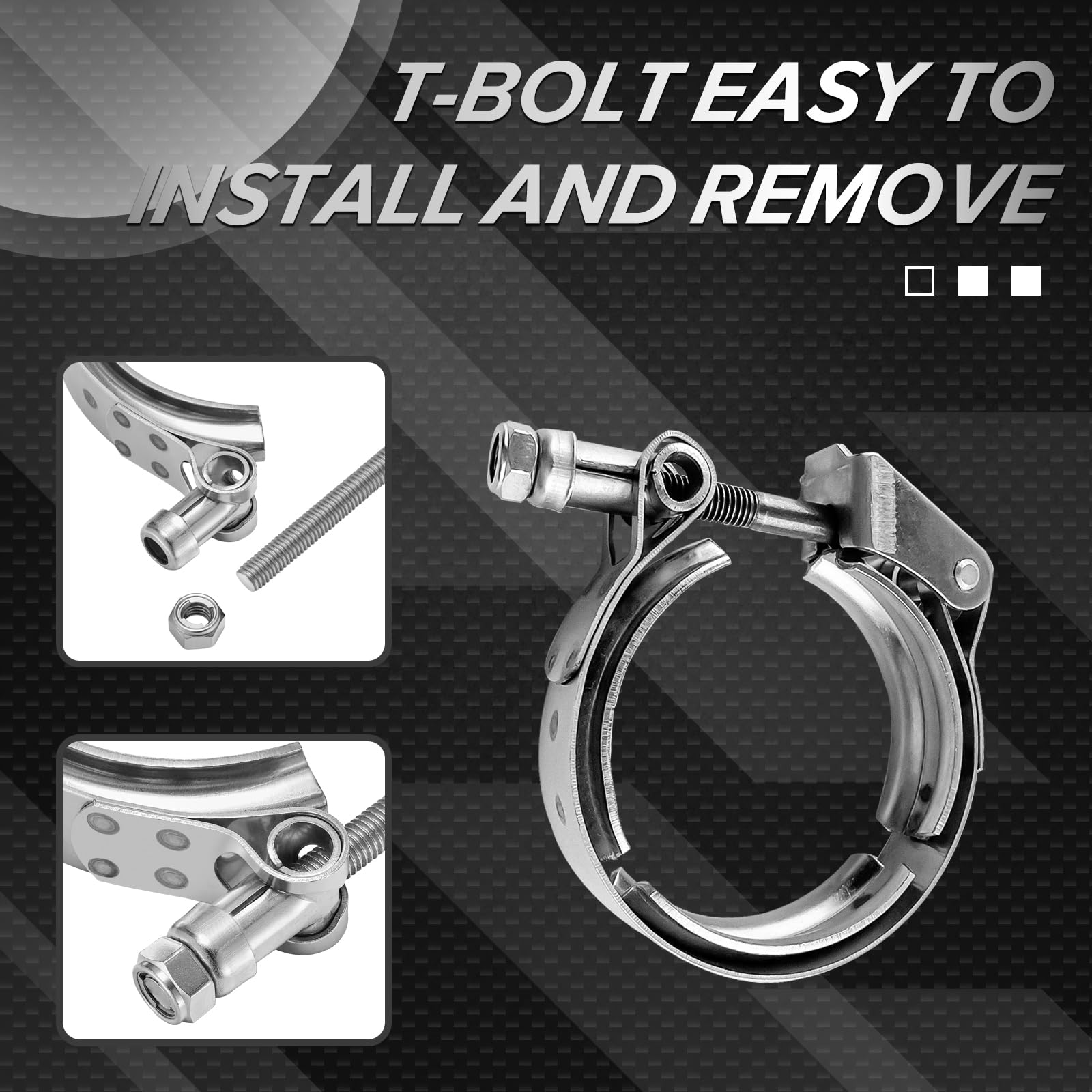 Sykrss 2.5'' Universal Stainless Steel V Band Clamp Flat Flange Kit Assembly (2.5Inch, 2Pcs)