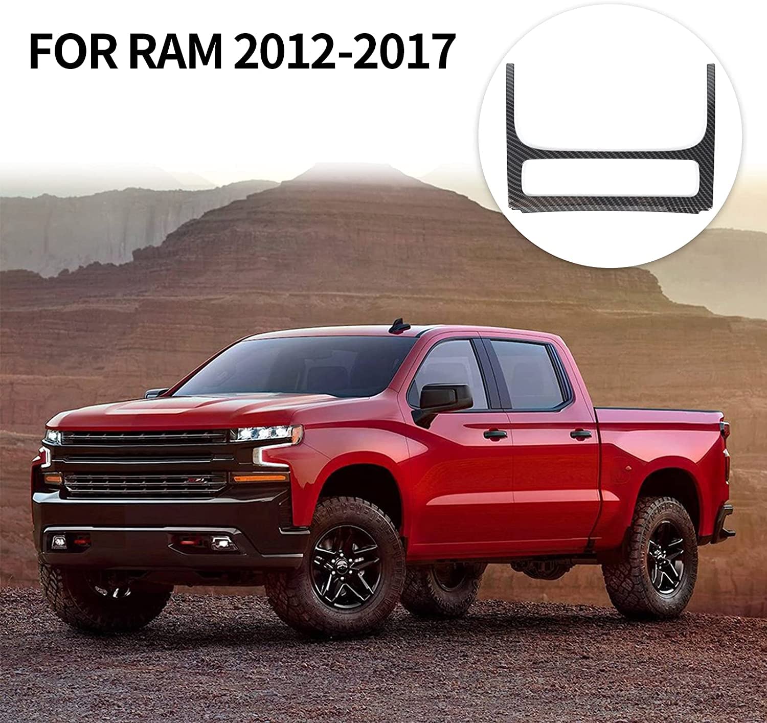 RT-TCZ for RAM Dashboard Center Console Panel Trim Cover, Carbon Fiber Decoration Interior Accessories for Dodge RAM 2012-2017
