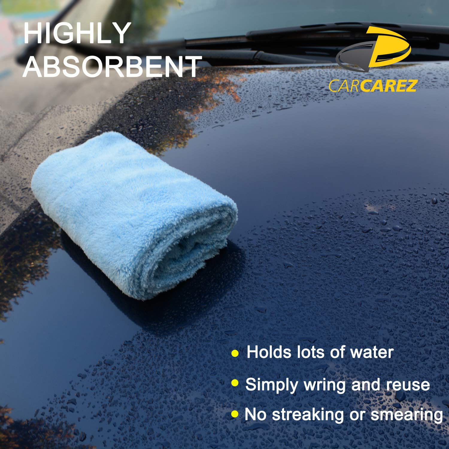 Carcarez Microfiber Towels For Cars, Car Drying Wash Detailing Buffing Polishing Towel With Plush Edgeless Microfiber Cloth, 450