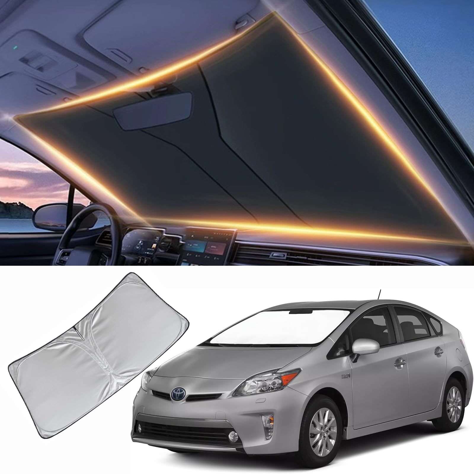 Windshield Sun Shade for Toyota Prius Front Window Shades Cover for 2010-2024 Prius Windshield Sun Visor Protector Car Accessori