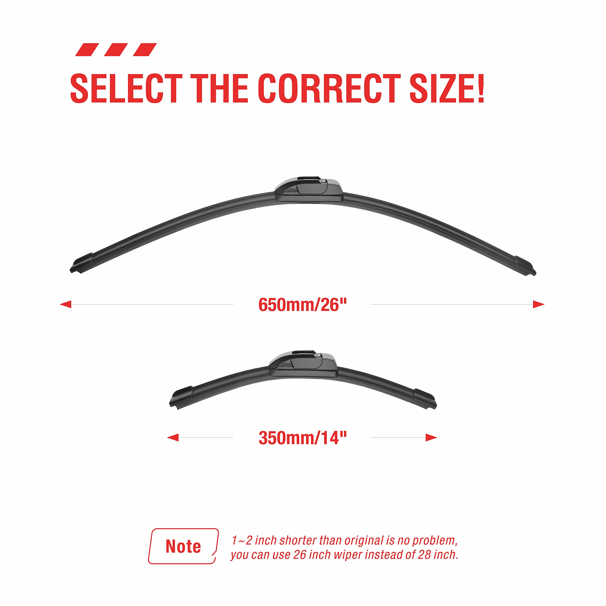 Oem Quality Performance Premium Windshield Wiper Blades 26 And 14,All-Season Auto Replacement Windshield Wiper Blades,Fit Santa