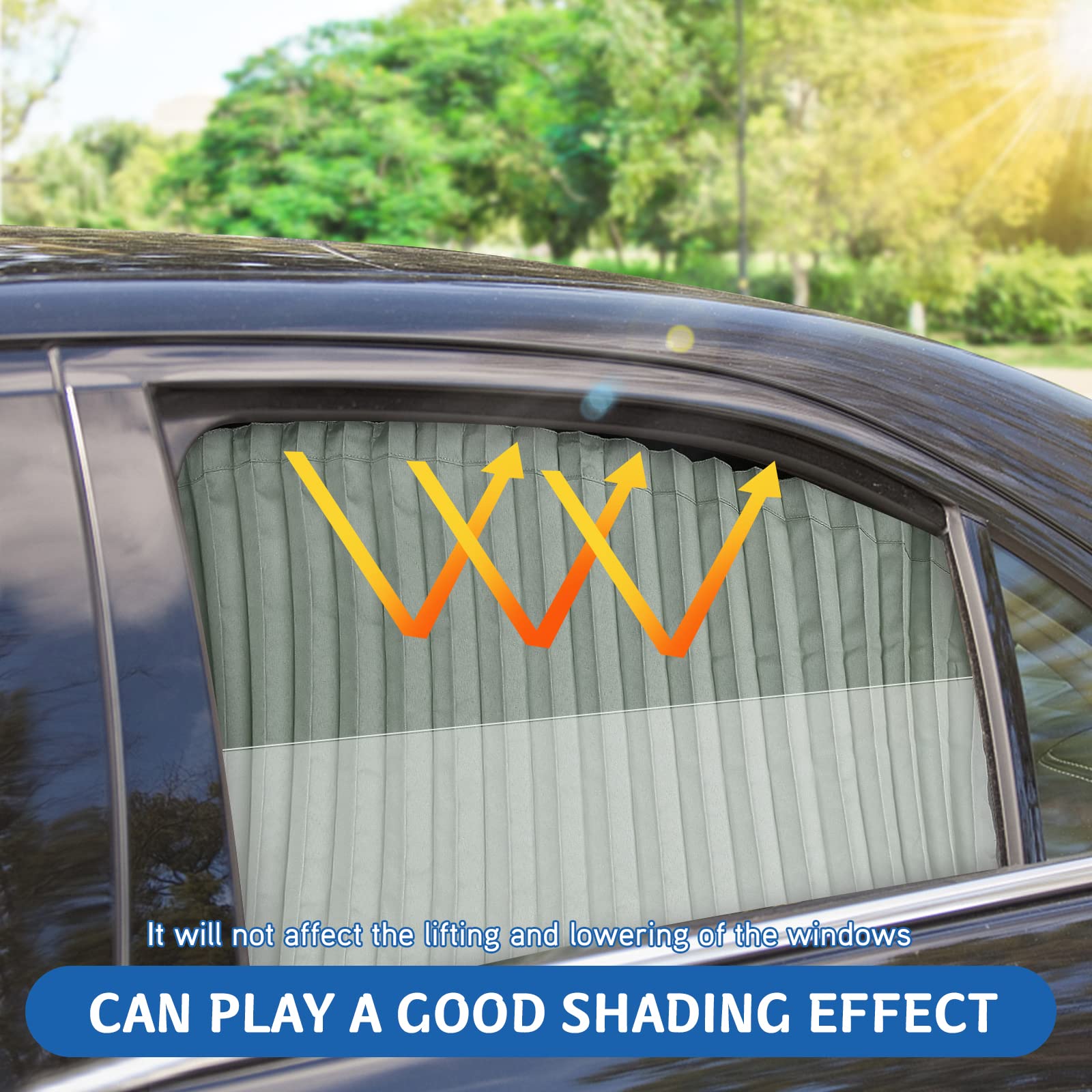 Zatooto Car Side Window Sun Shade - 2 Pcs Grey Magnetic Privacy Sunshades - Curtain Keeps Cooler Screen For Baby Sleeping