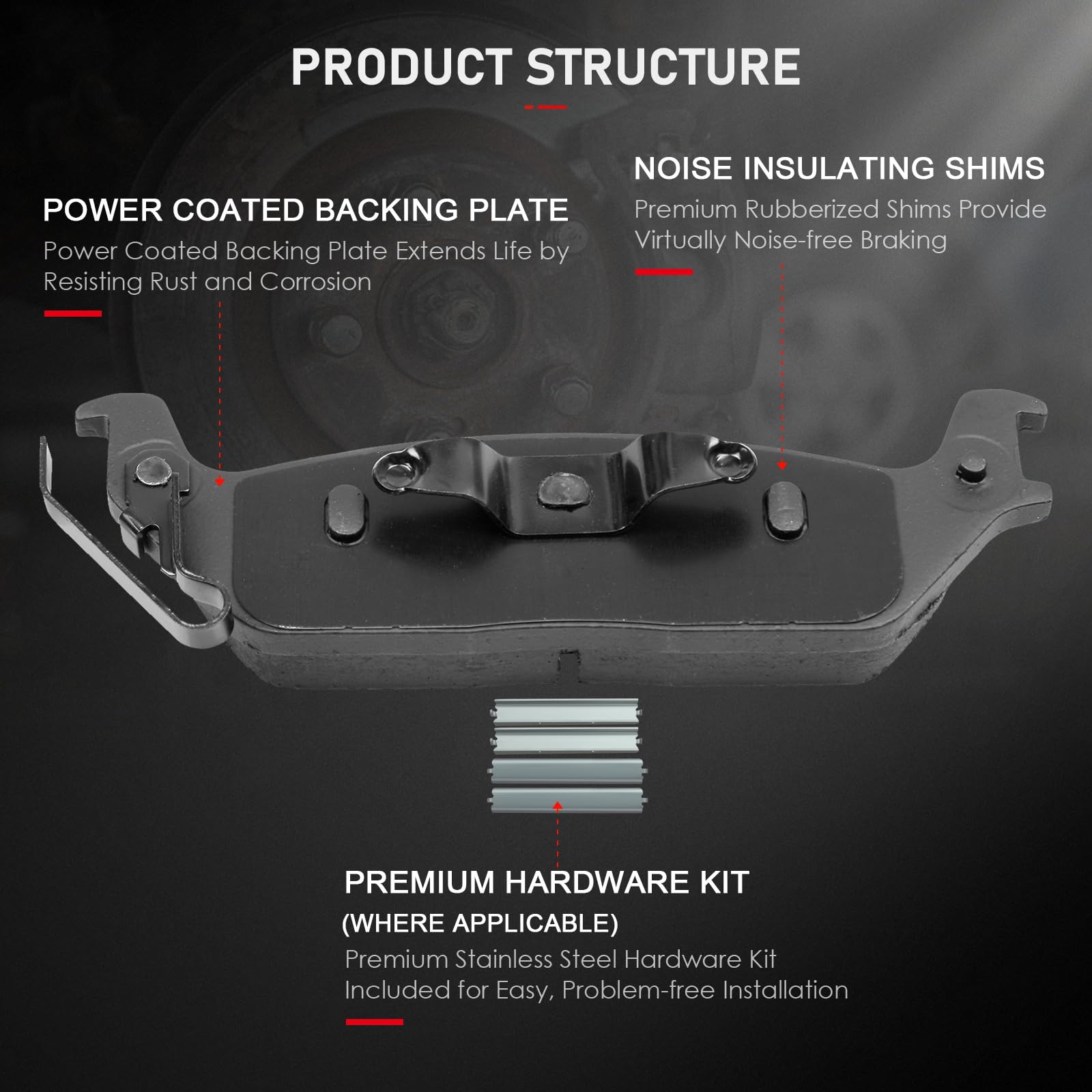 Cciyu D1012 Rear Ceramic Disc Brake Pads Kit For Ford For F-150 2004-2011,For Lincoln Mark Lt 2006-2008 4Pcs
