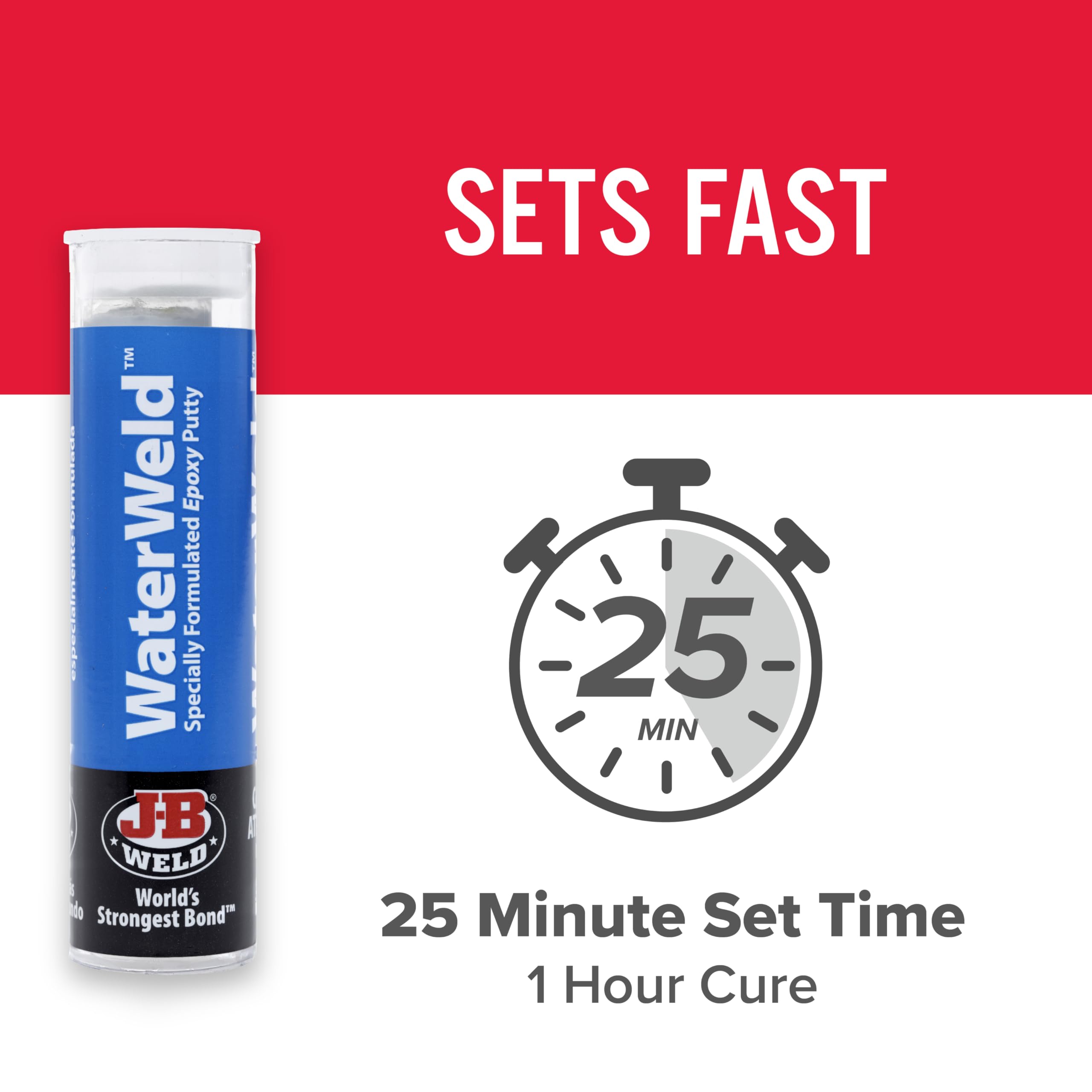 J-B Weld Waterweld, 1 Hour Cure, Epoxy Putty Stick - 2 Pack, Off-White (8277-2)