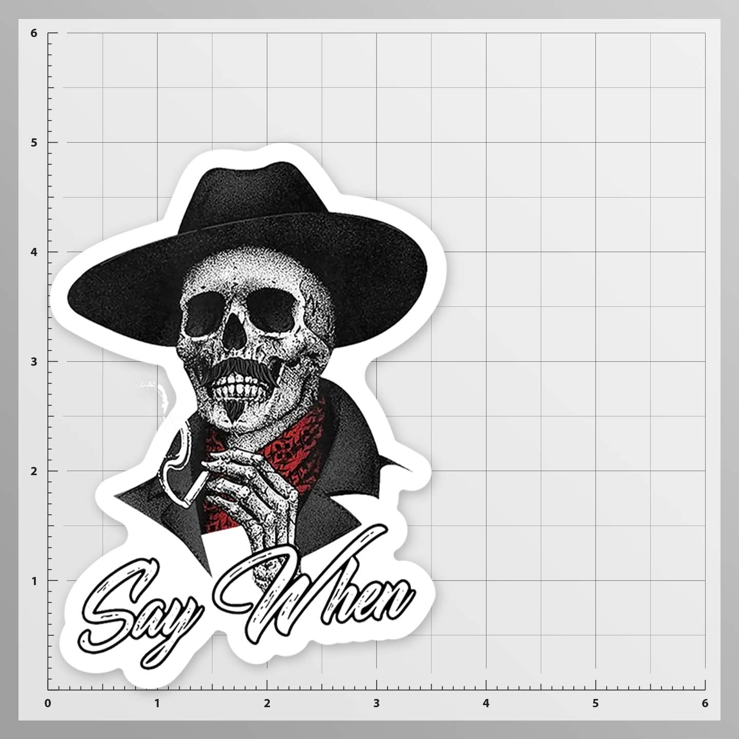 Say When Doc Holiday Sticker Decal Skeleton Skull Tombstone Quote 2 Pack Western 4-Inches Premium Quality Vinyl Sticker Uv Prote