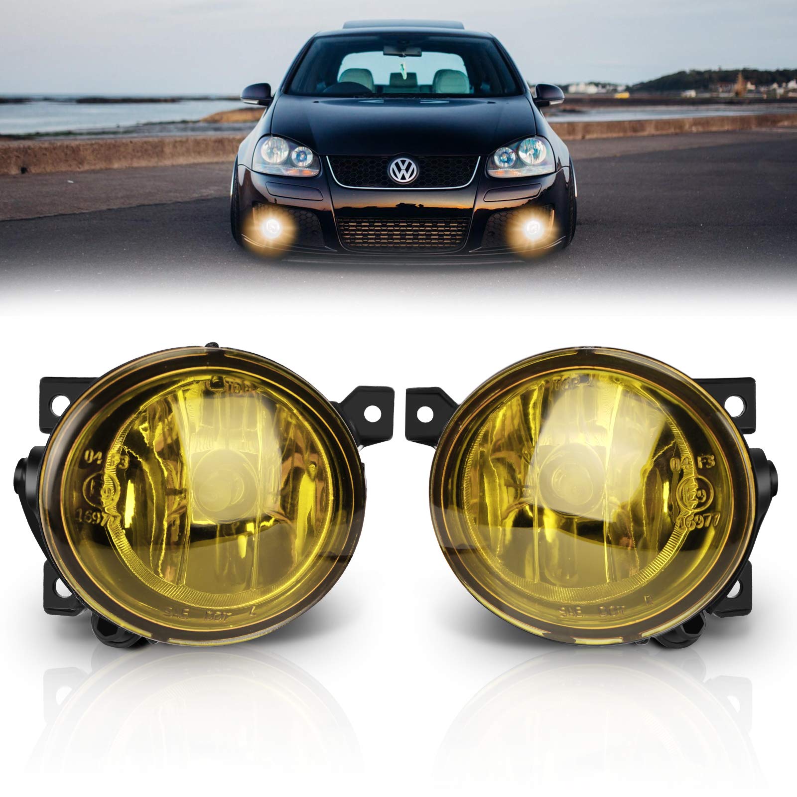 TangMiGe Fog Lights for Volkswagen GTI/Volkswagen Jetta 2006 2007 2008 2009 2010, Premium (VW GTI/Jetta) Fog Lamps Replacement, 