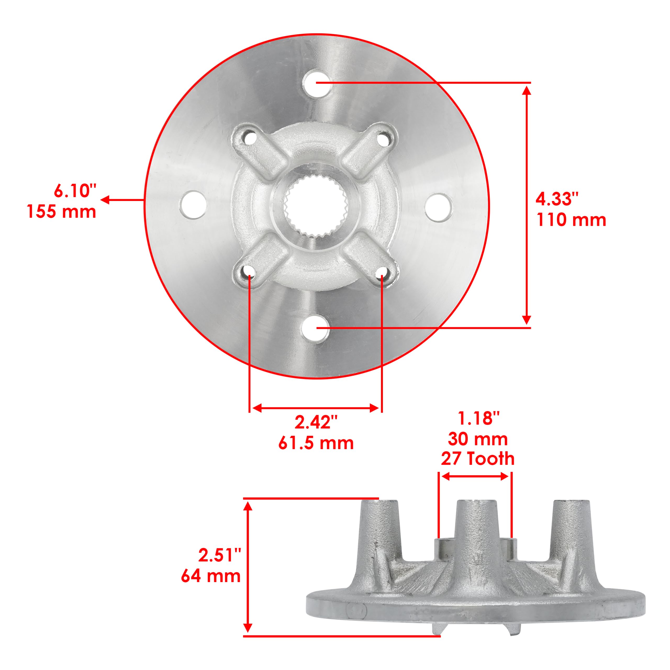 Caltric Front Wheel Axle Hub Caltric Stators Compatible with Yamaha RHINO 700 YXR700F 4X4 2008 2009 2010 2011 2012 2013