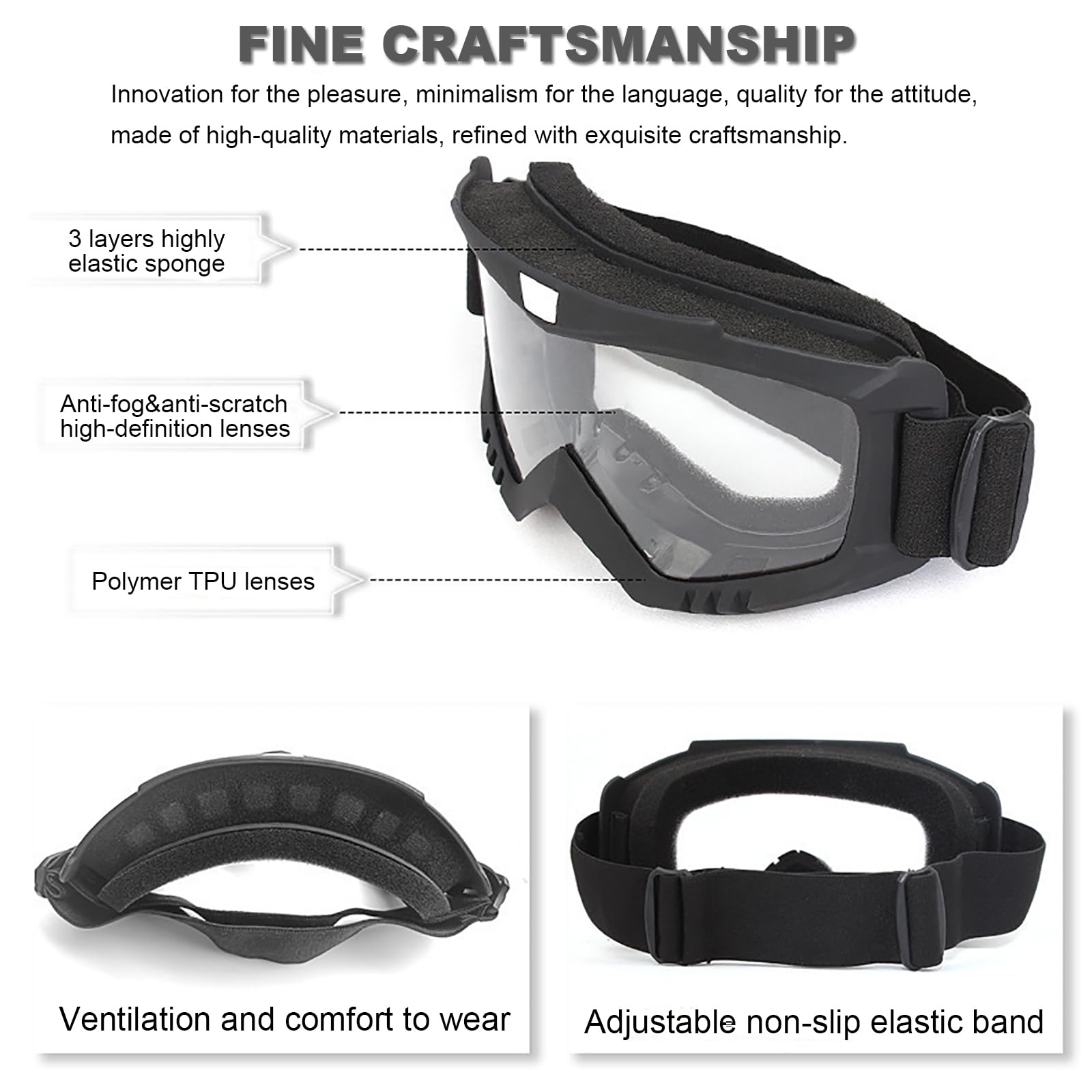 immoono 2 Pack Dirt Bike Goggles with Neck Gaiter, Motorcycle Goggles ATV Goggles Riding Goggles Ski Goggles Windproof Glasses R