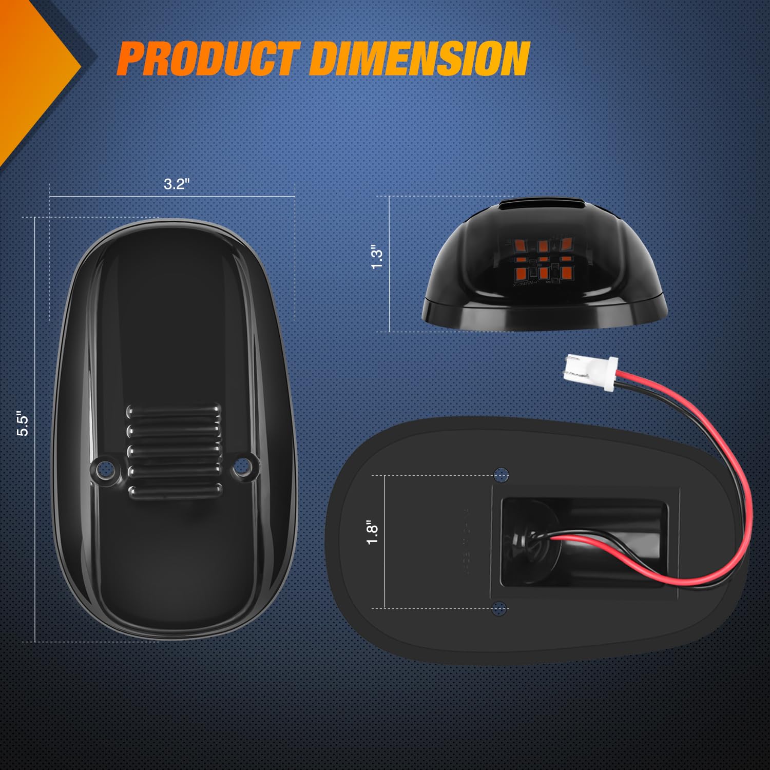 Nilight LED Cab Marker Lights, 5 PCS, 9 LED, Smoked Amber, Compatible with 1999-2002 Dodge Ram 2500/3500 Pickup Trucks