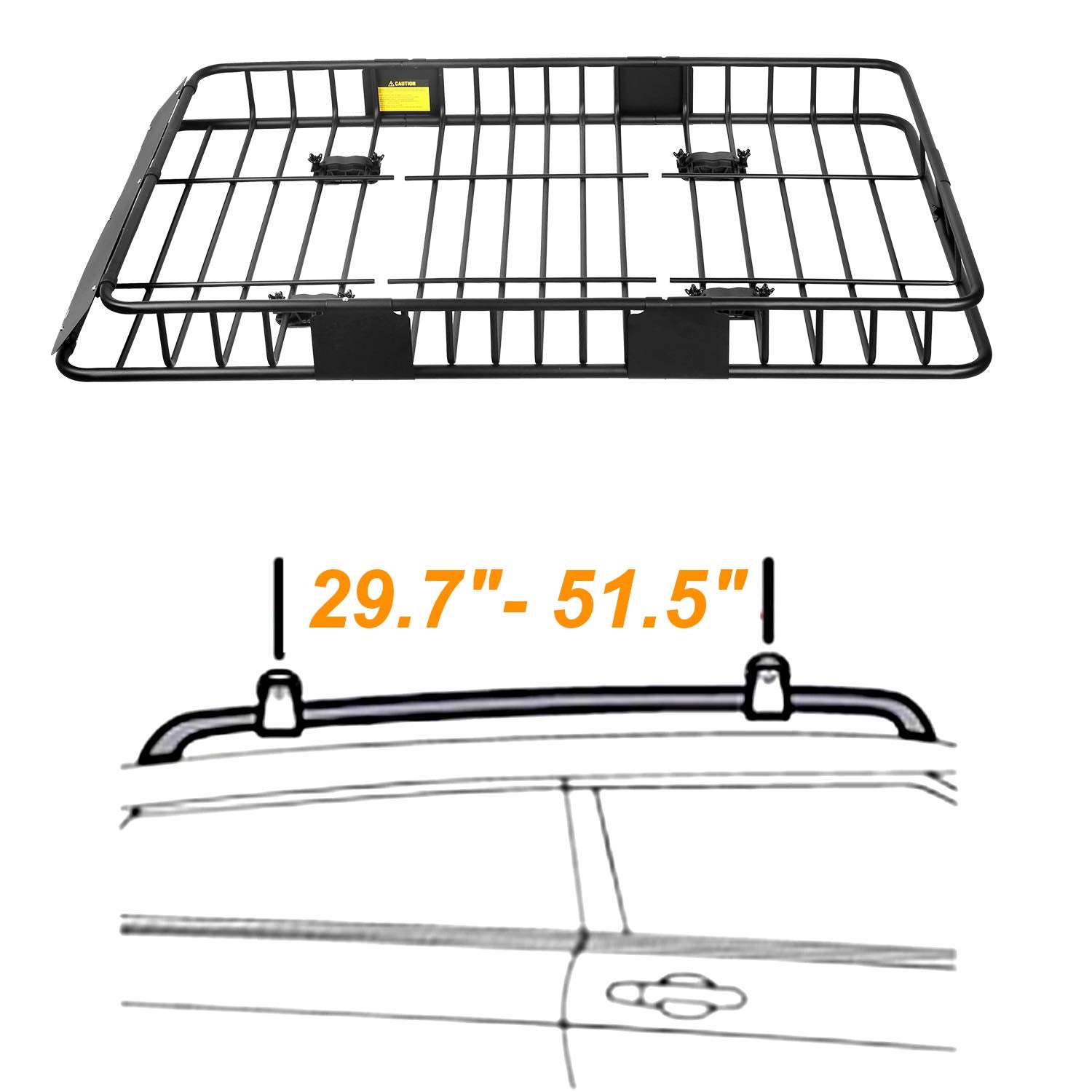 Xcar 64''X 39''X 4'' Universal Roof Rack Basket Black With 3' X 4' Cargo Net And Rooftop Cargo Carrier Bag 15 Cubic Ft - Car Top