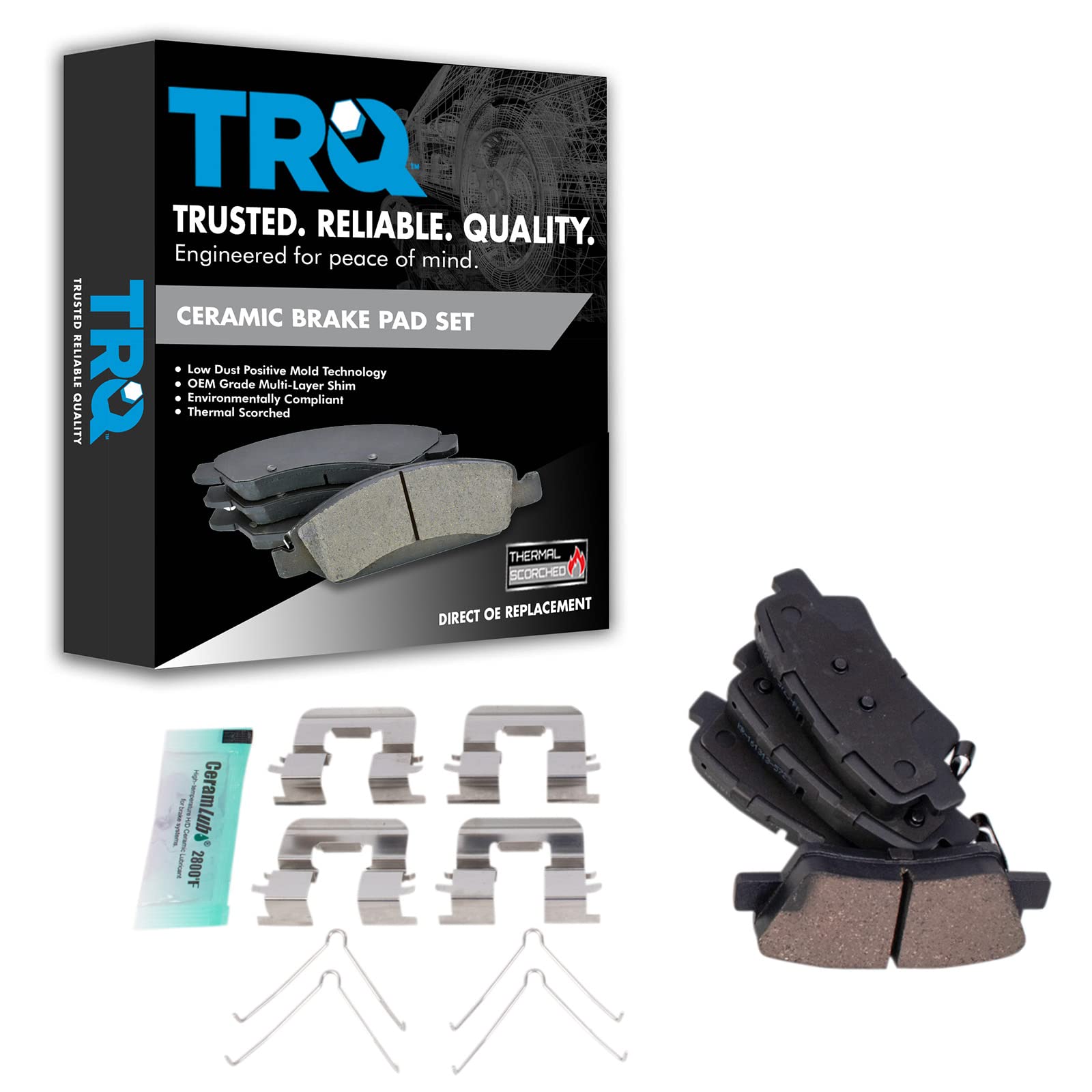 TRQ Rear Brake Pads Ceramic Compatible with 2019-2021 Hyundai Veloster 2019-2022 Kia Forte Niro EV