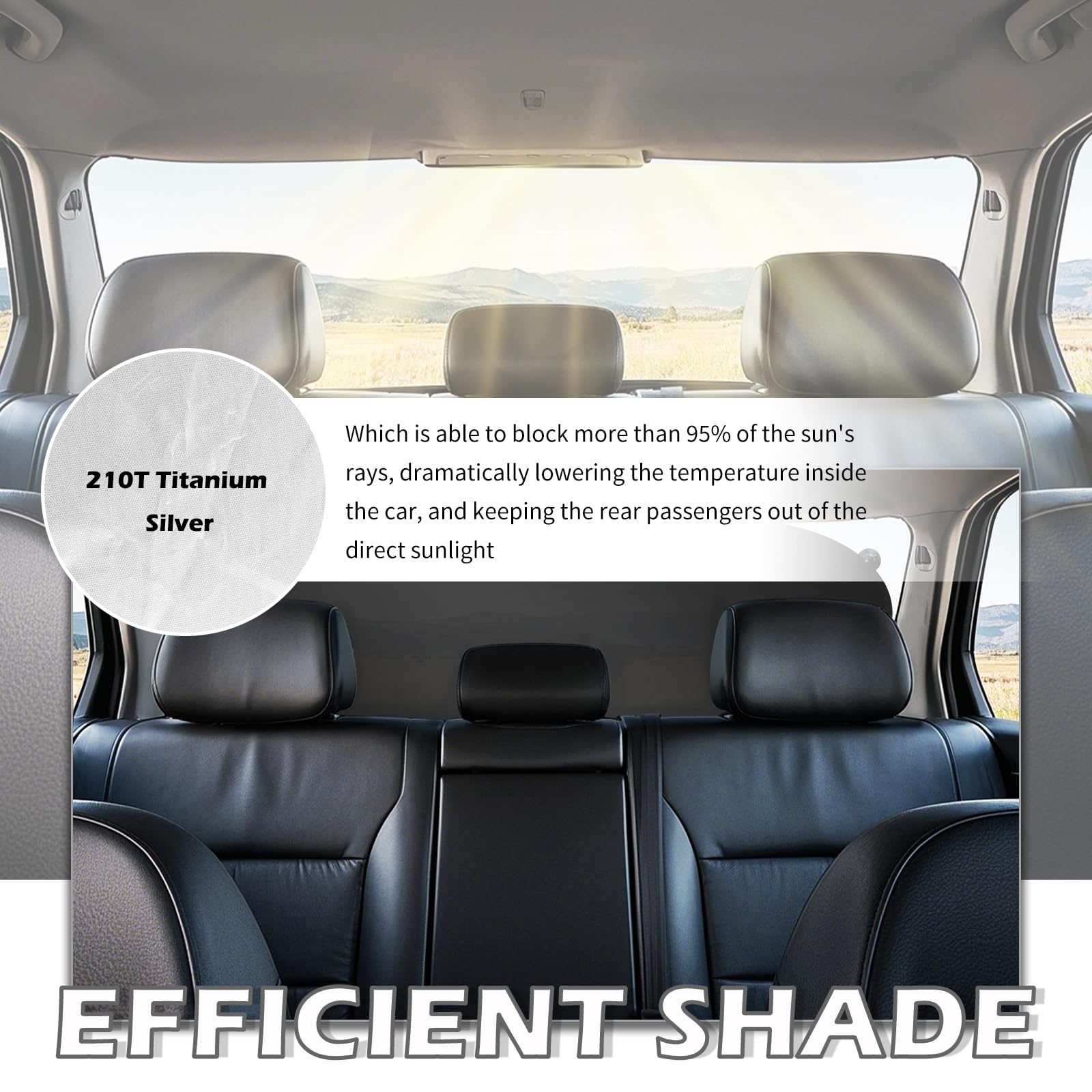 Back Window Sun Shades for Car,210T Titanium Silver Rear Window Sun Shade with Suction Cup Keeps Cars Interior Cool,39.37 * 19.7