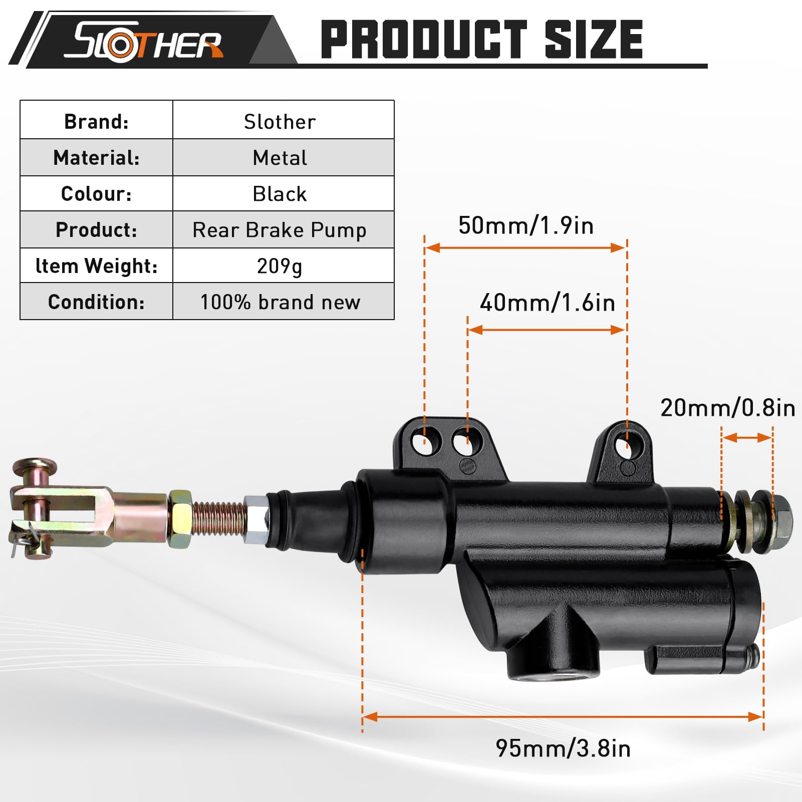 Rear Brake Master Cylinder Coolster 10Mm, Replacement For 50Cc 70Cc 90Cc 110Cc 125Cc Dirt Bike Chinese Atv Quad Taotao Bms Roketa Xpro Apollo Ssr Pitster Piranha Sunl Nst Kazuma