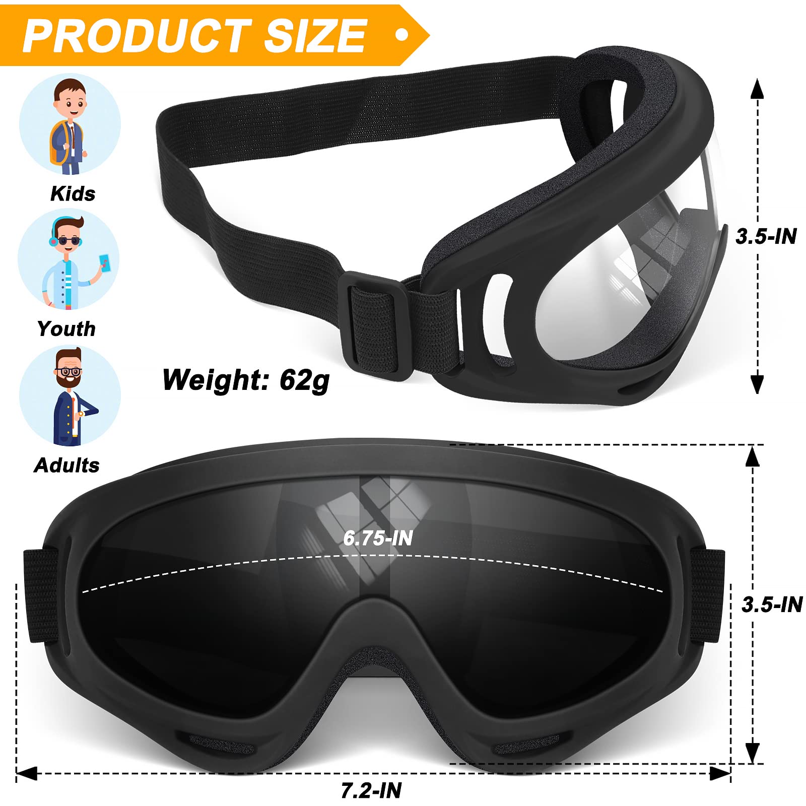 Oxg 5 Pack Motorcycle Goggles For Men Women, Ski Goggles Dirt Bike Atv Goggles Anti-Uv Riding Safety Glasses For Kids Youth