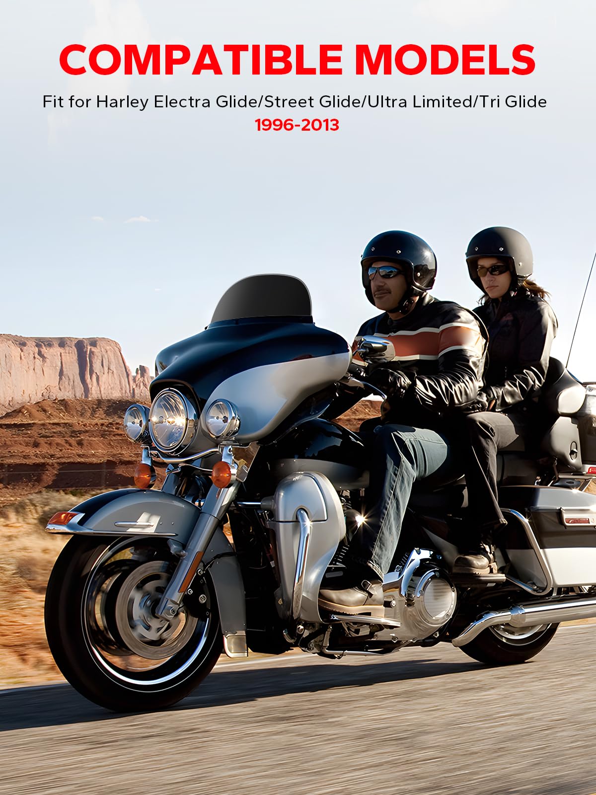 Black 8' Windshield Windscreen Compatible For Harley Touring Street Glide Electra Flht 1996-2013