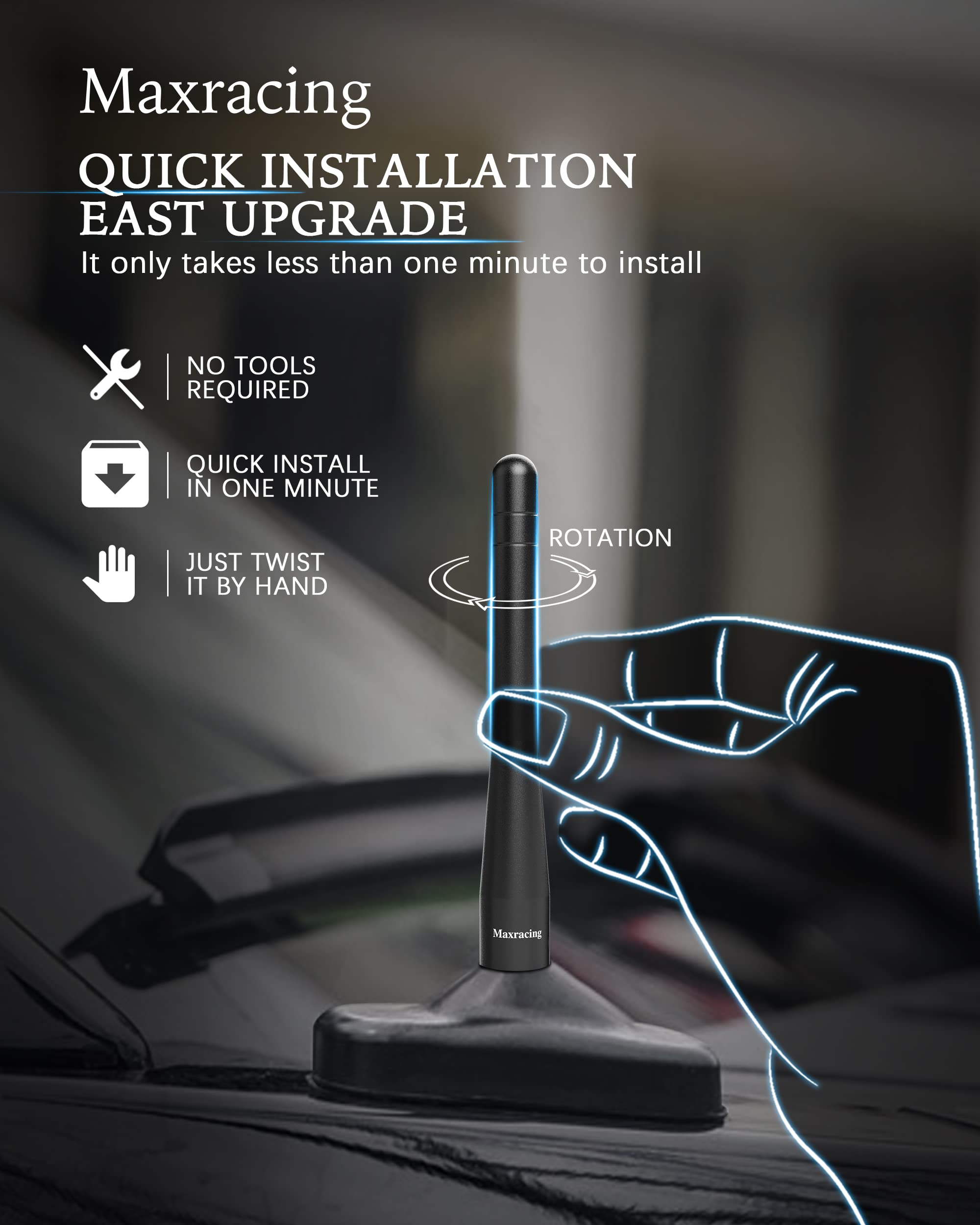 Maxracing Short Aluminum Antenna Compatible With 2007-2024 Gmc Sierra 1500