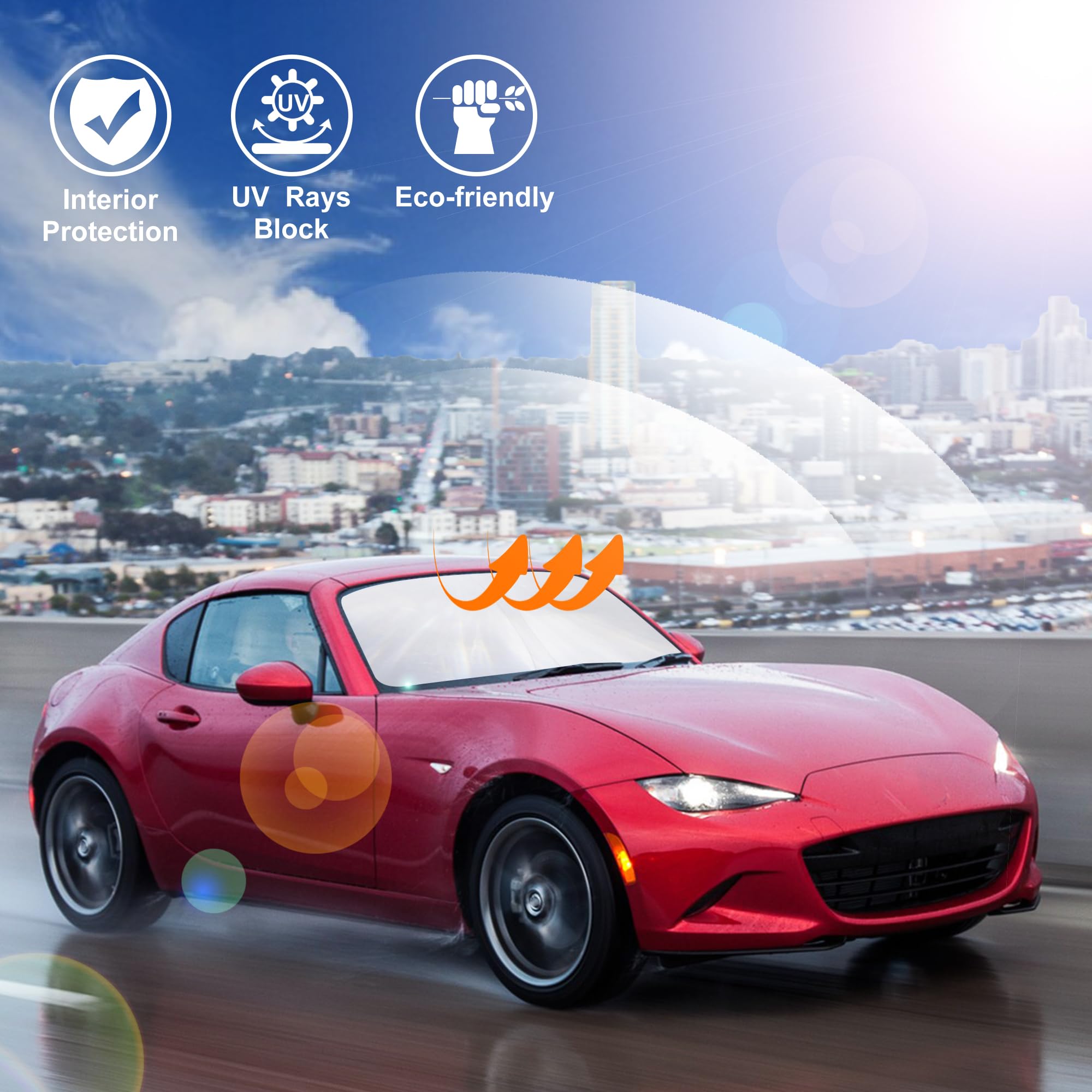 Windshield Sun Shade Compatible With Mazda Mx-5 Miata 2017 2018 2019 Accessories Front Sunshade Sun Visor For Rays & Heat Keep C