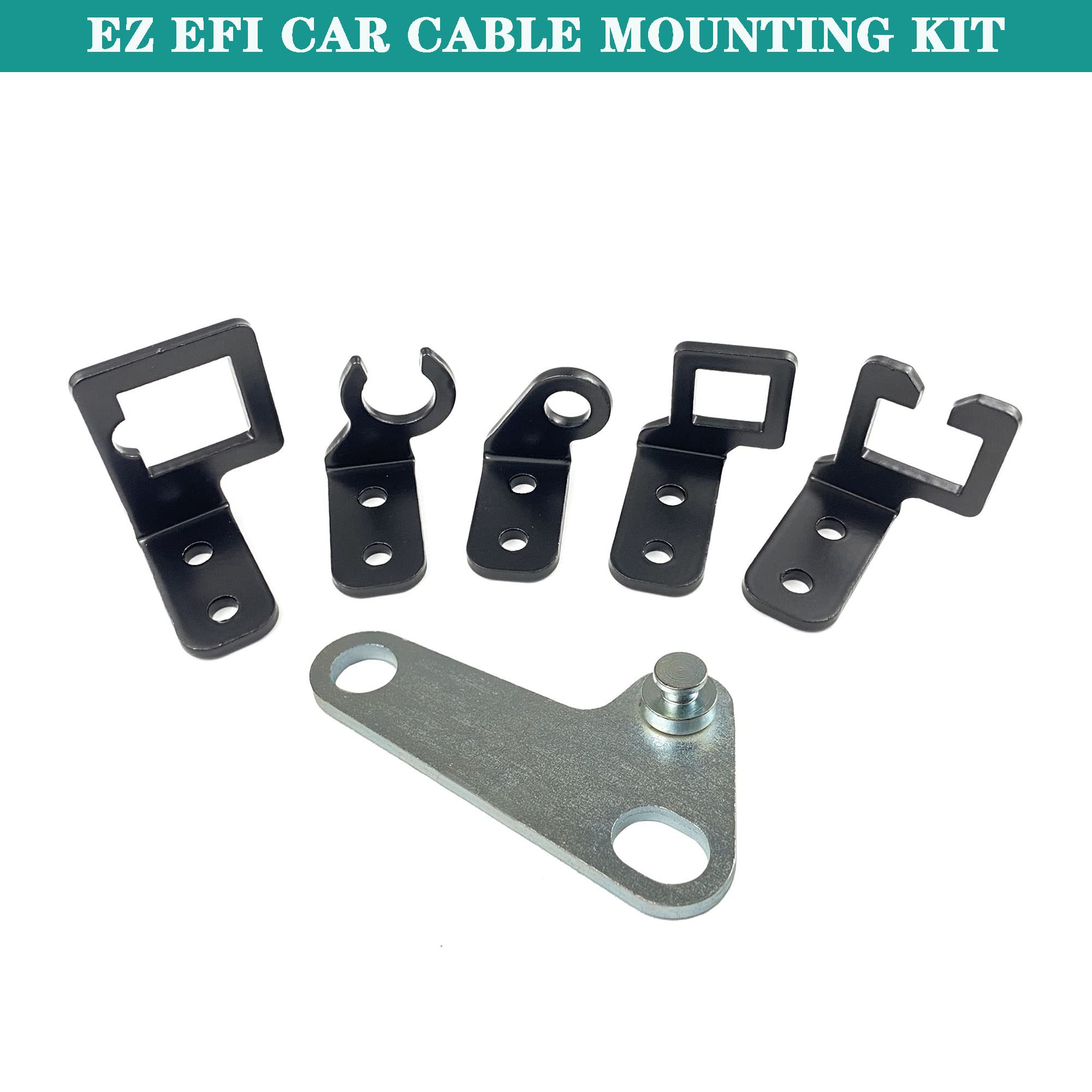 YzusGomumu 304147 EZ EFI Car Cable Mounting Kit Carburetor Throttle Cable Mount Bracket Steel Black Adjustable for Automatic Tra