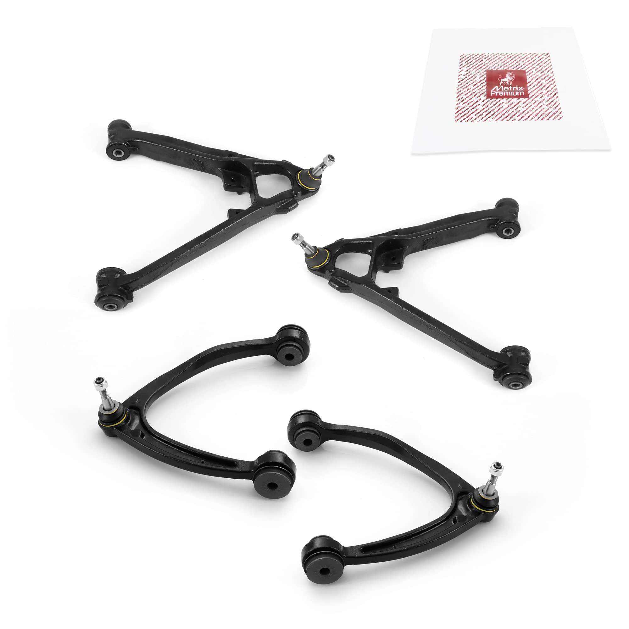 Metrix Premium Chassis Parts - 4 Pc Front Lower & Front Upper Control Arm Kit Fits 07-14 Cadillac Escalade, 07-16 Chevrolet Taho