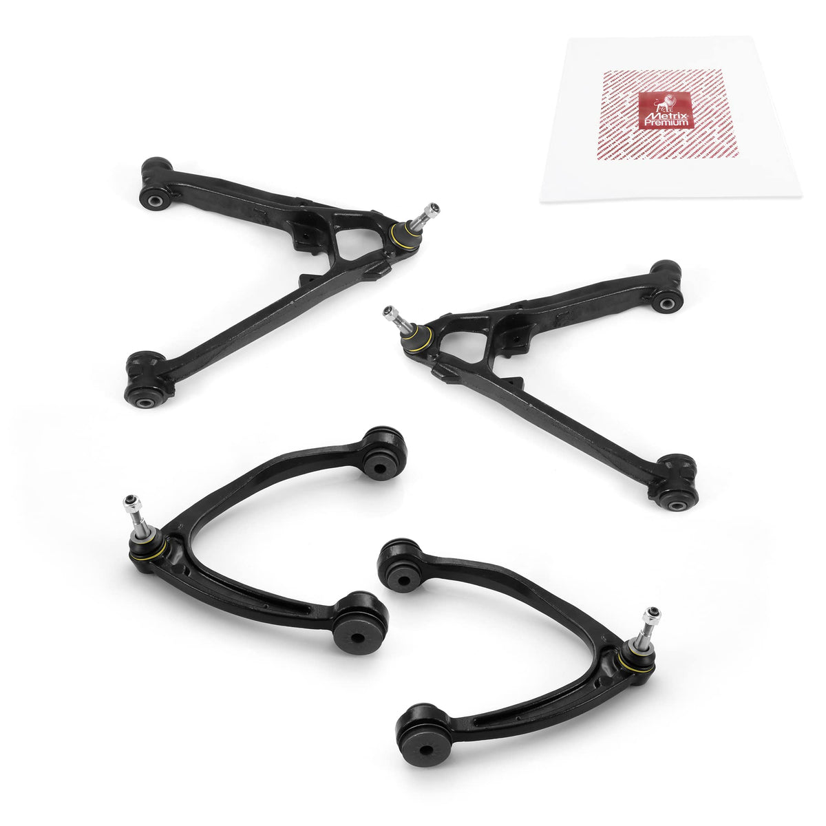 Metrix Premium Chassis Parts - 4 Pc Front Lower & Front Upper Control Arm Kit Fits 07-14 Cadillac Escalade, 07-16 Chevrolet Taho