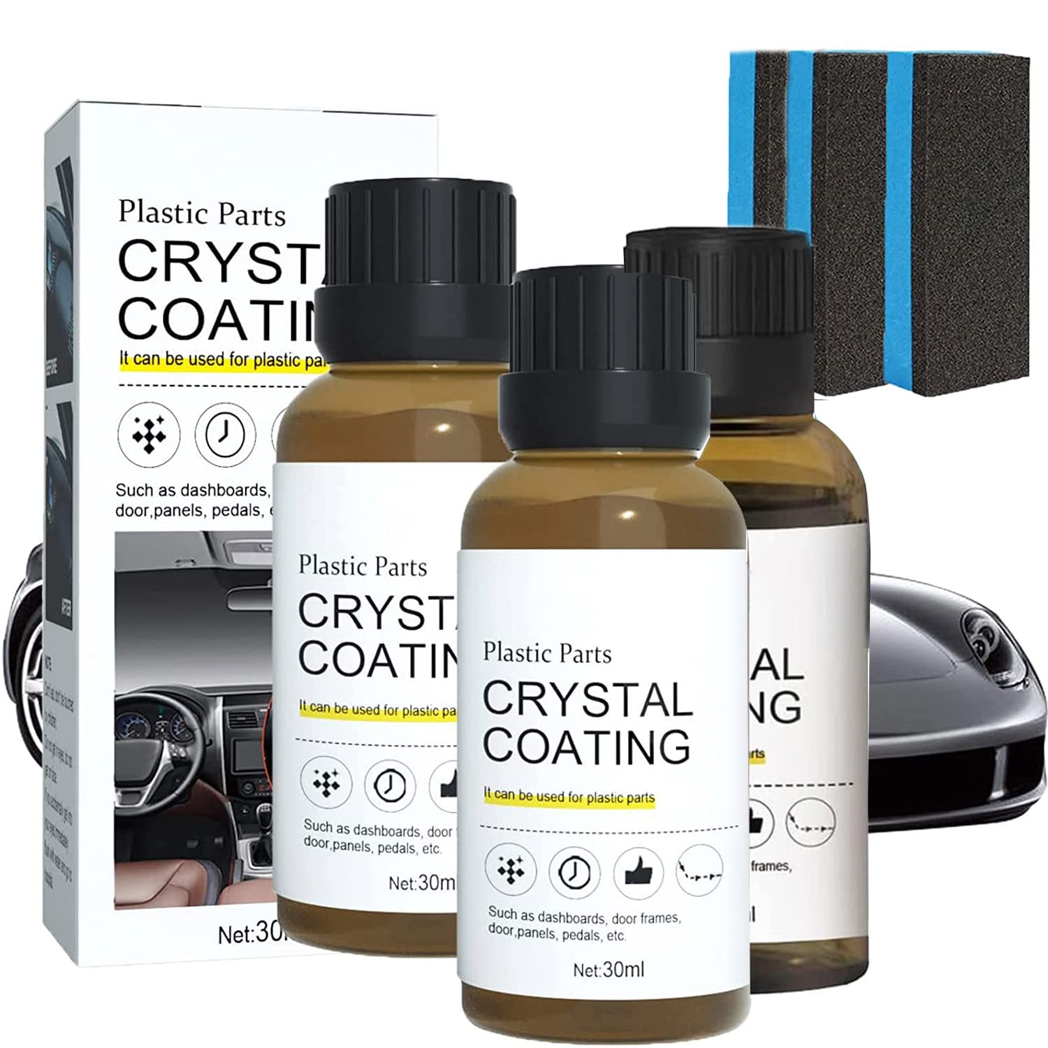 TPTAL Crystal Coating for Car,Cristal Para Pl  Stico Del Carro,Car Plastic Parts Coating,Plastic Refresher Car Interior Plastics