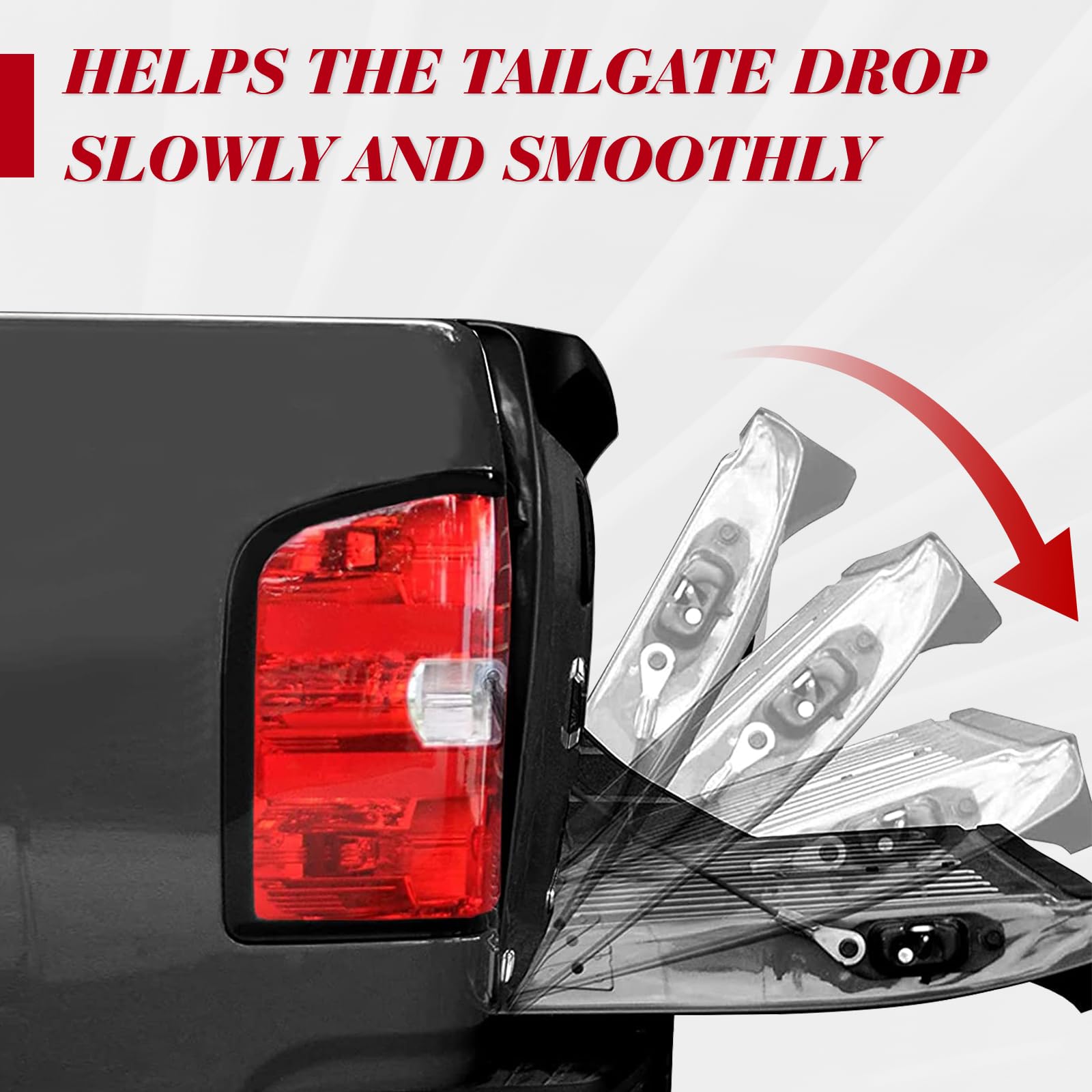 Vepagoo 43301 Tailgate Assist Shock Struts (Upgraded Joints) Damper Soft Open Fit For 2009-2018 Dodge Ram 1500, 2019-2024 Ram 15