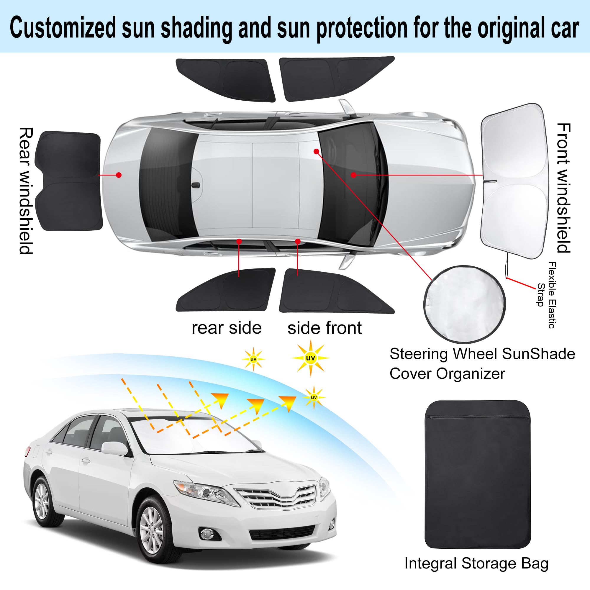 Ttinglu Window Shades For Toyota Camry 2007-2011 Accessories Car Side Full Windows Windshield Sun Shade Sun Uv Rays & Privacy Pr