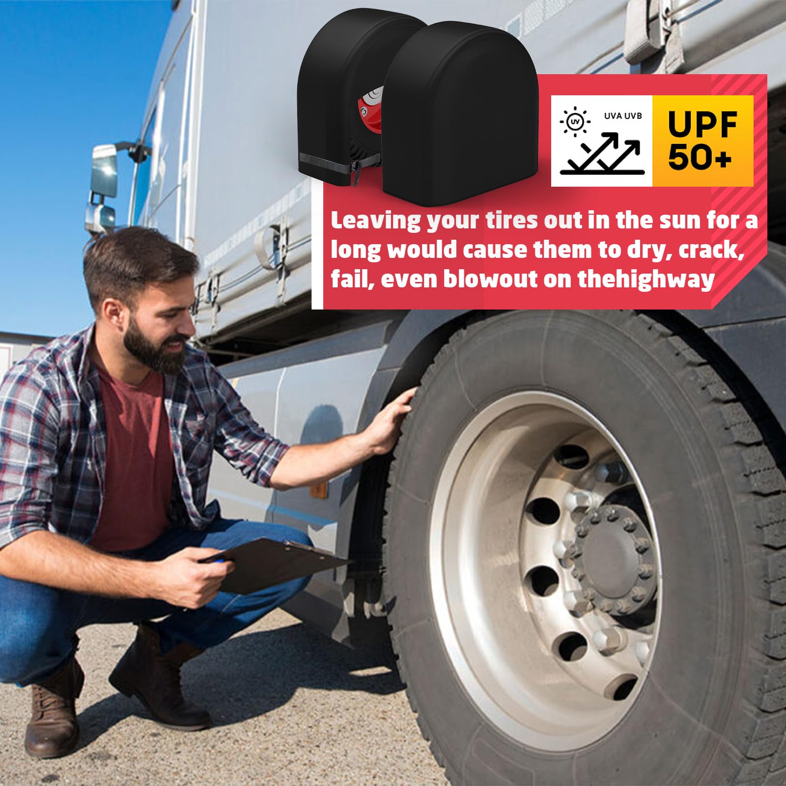 K-Musculo RV Tire Covers 2-Pack, Waterproof Wheel Covers for RV Wheel Travel Trailer Camper Truck SUV, Fit 19-22 Inch Tire Diame