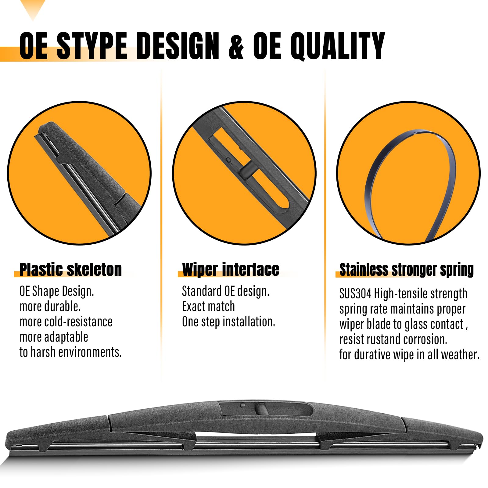 Autoboo Rear Wiper Blade Replacement For Jeep Wrangler 2023-2018 -Oem Factory Replacement Accessories Parts 19239591,Blades 12 I