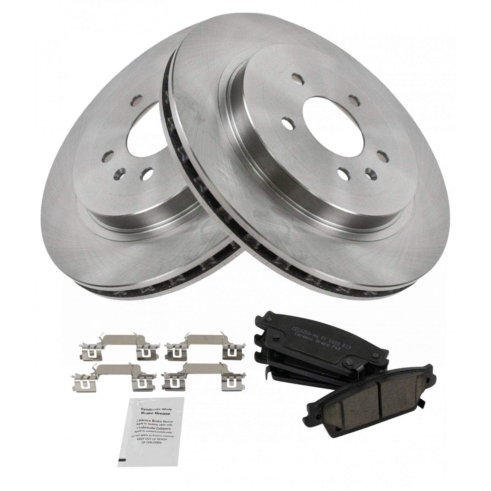 Trq Rear Brake Pad & Rotor Kit Brake Pads Brake Rotor Ceramic Compatible With 2006-2007 Cadillac Cts 2005-2009 Sts