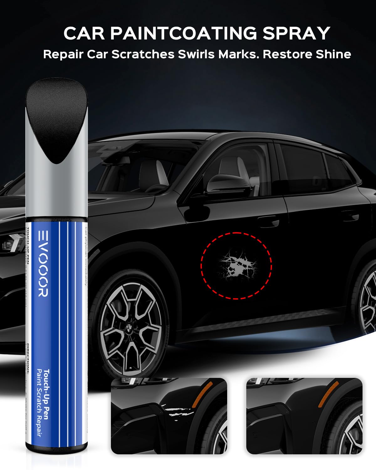 Touch Up Paint For Bmw, Automotive Black Car Paint Pen Scratch Repair (Fluid Black(668))