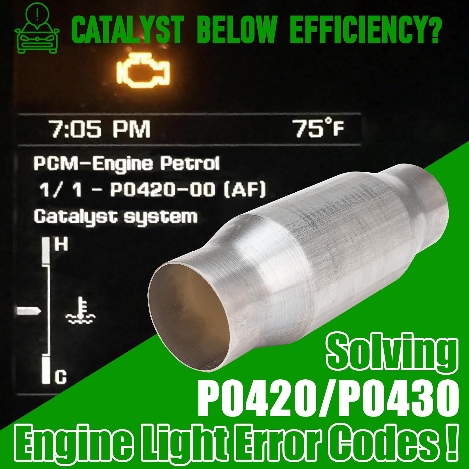 Fomiuzy 3 Inch Inlet/Outlet Universal High Flow Front Catalytic Converter Direct-Fit(Epa Compliant)