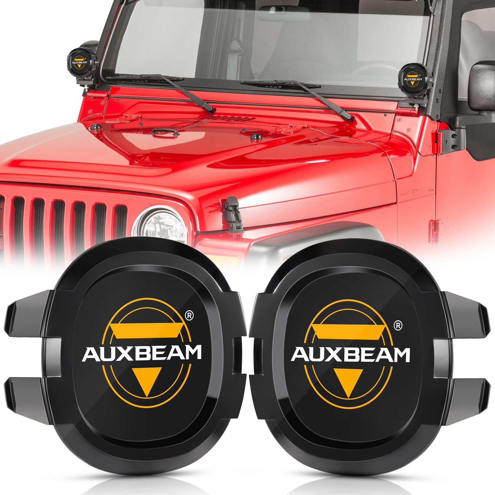Auxbeam 4 Inch Led Pod Covers, 2Pcs Black Round Offroad Driving Work Lights Pc Protective Covers, Light Bar Lens Covers Waterpro