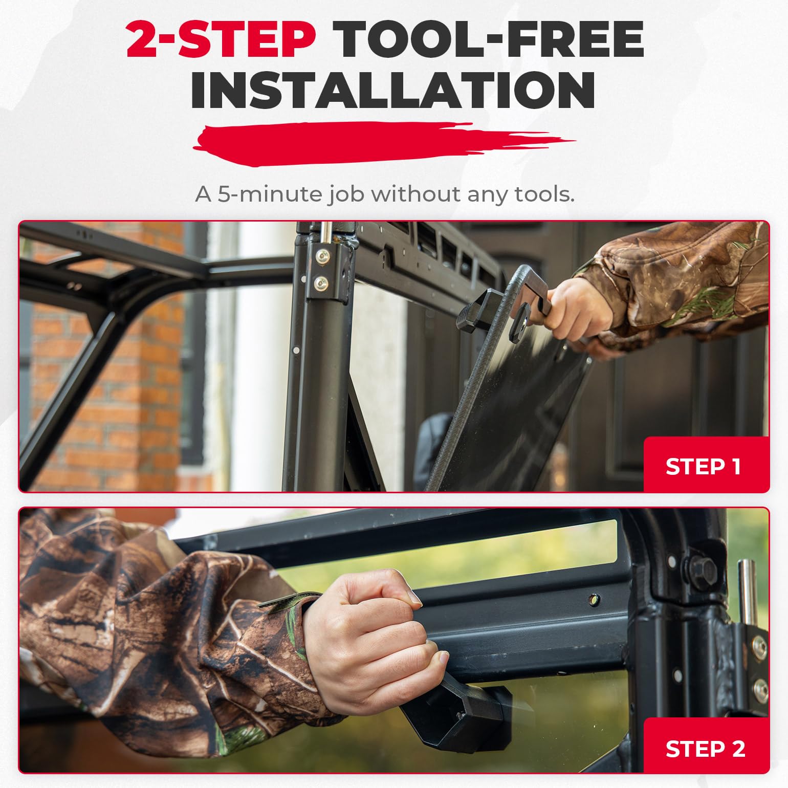 Kemimoto Hard Coated Tinted Rear Window, Pre-Installed Back Windshield Compatible With Polaris Ranger Xp 1000/Crew 2017-2025, Po