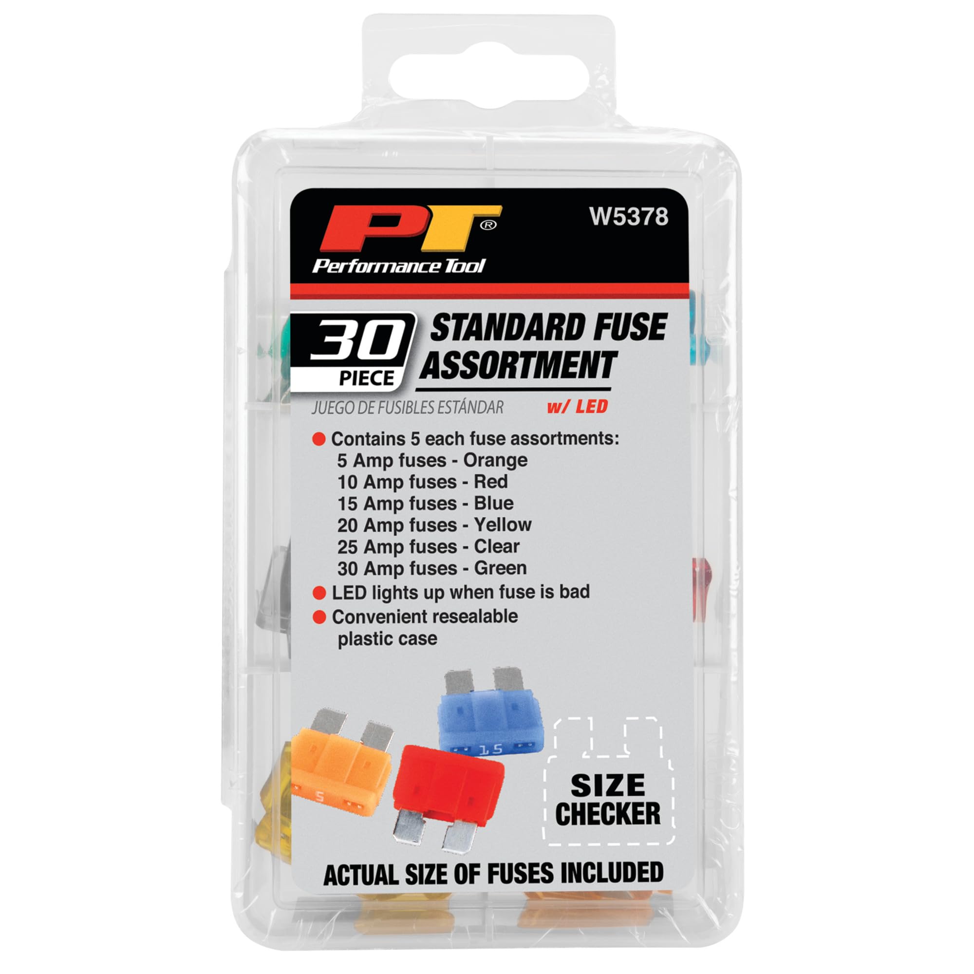 Performance Tool W5378 Standard Fuse Assortment, 30-Piece