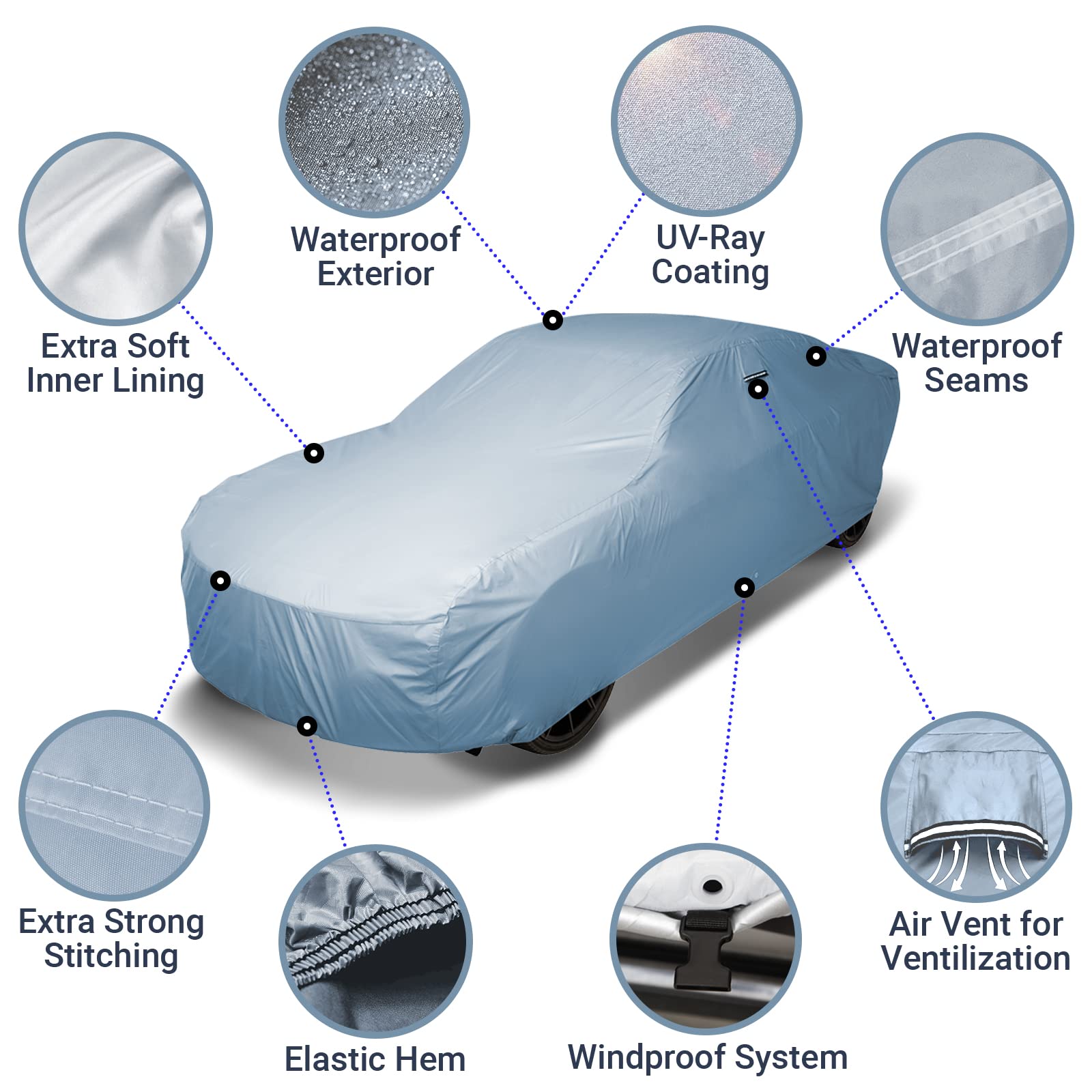 Icarcover Custom Car Cover For 2017-2020 Fiat 124 Spider, Waterproof All Weather Rain Snow Uv Sun Protector Full Exterior Weathe