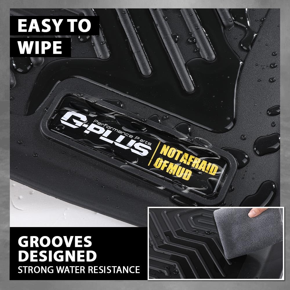 G-PLUS Floor Mats Compatible with Honda Pilot 8 Passenger Models 2016-2022/No Elite Models TPE All Weather Full Cover Protection