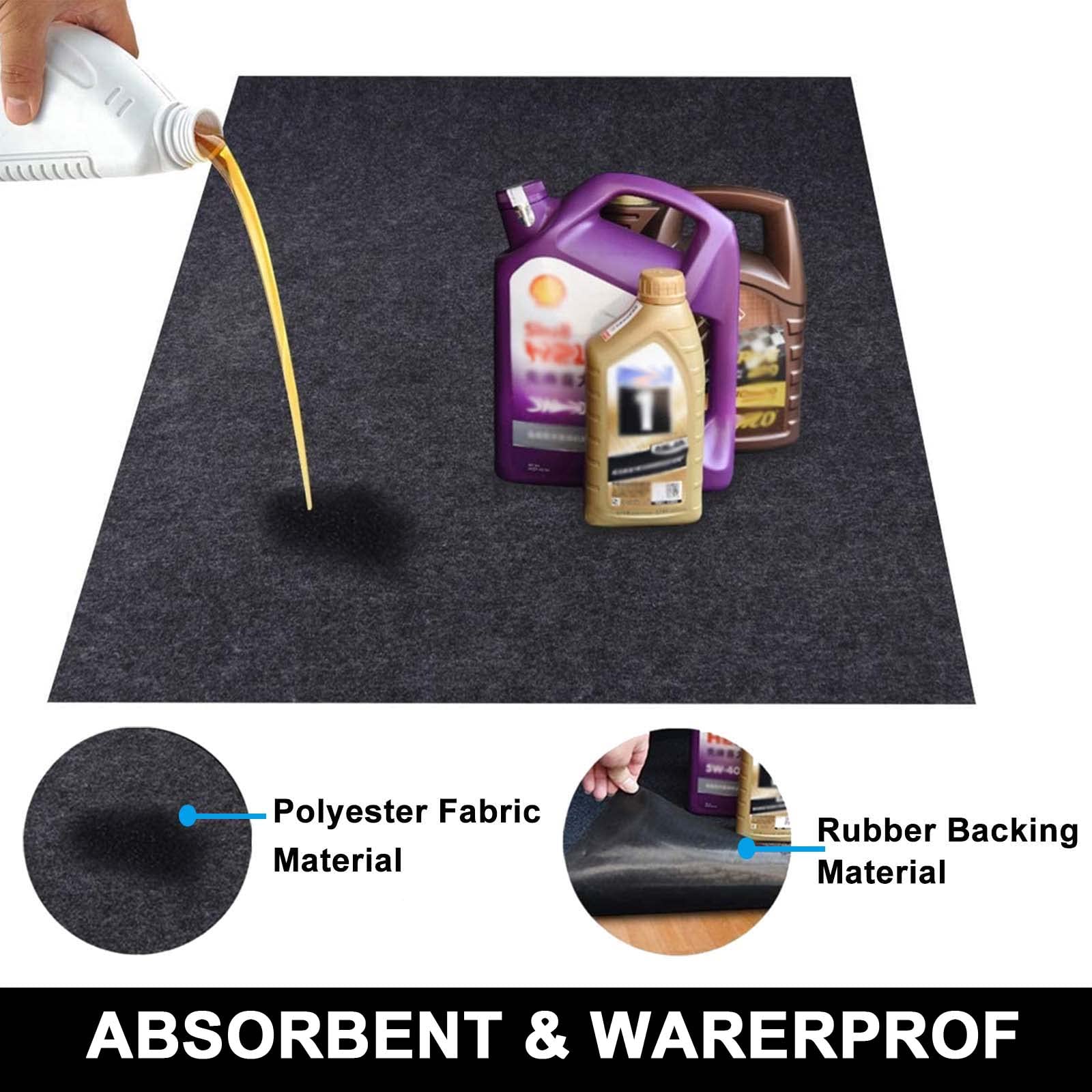 Aibob Oil Spill Mat, 36 X 48 Inches, Garage Floor Mat Under Car, Waterproof Backing Absorbent Pad Protects Floor, Durable, Reusa