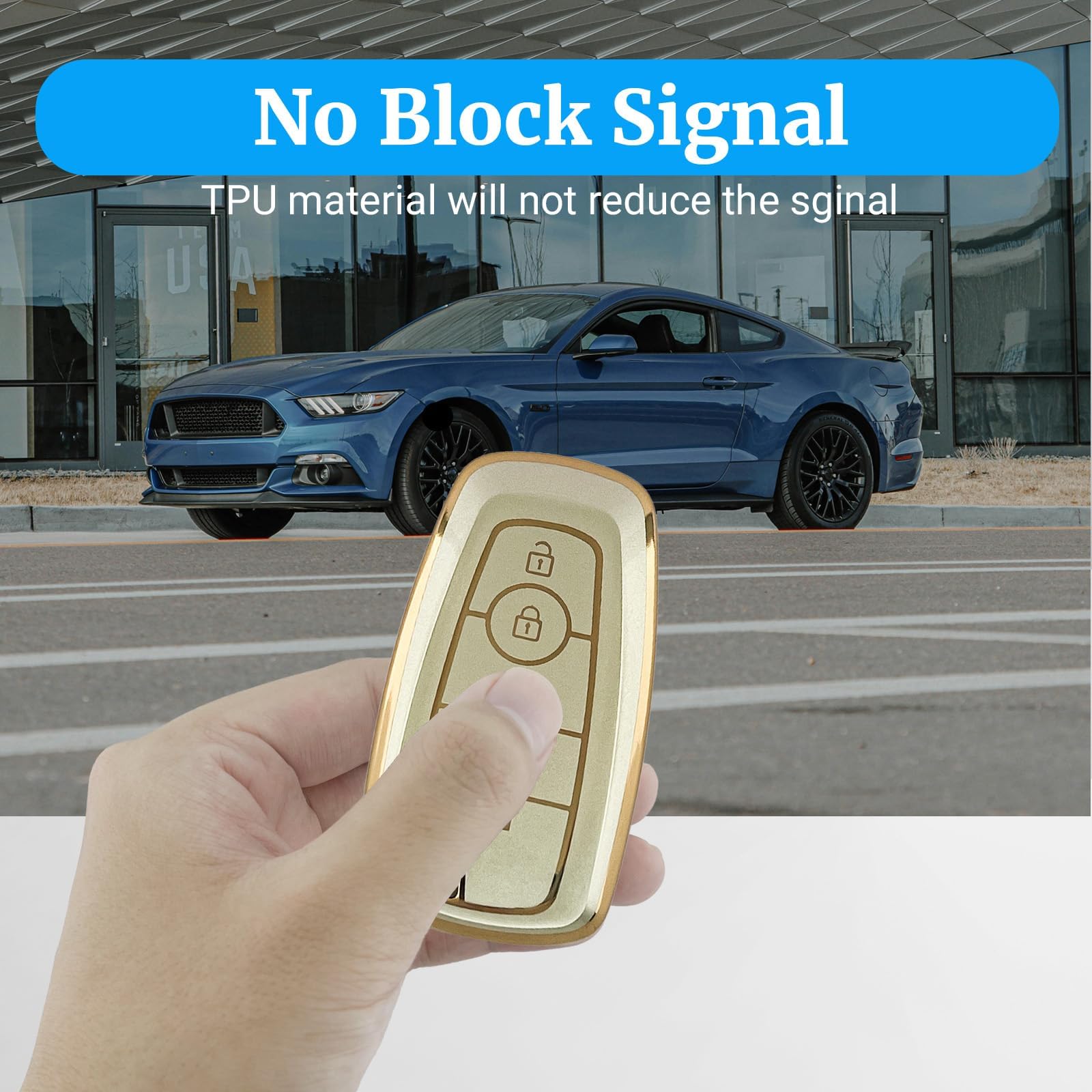 Joouheax For Ford Key Fob Cover With Keychain, Gold Full Protection Soft Tpu Key Case For Explorer Expedition Fusion Escape Edge