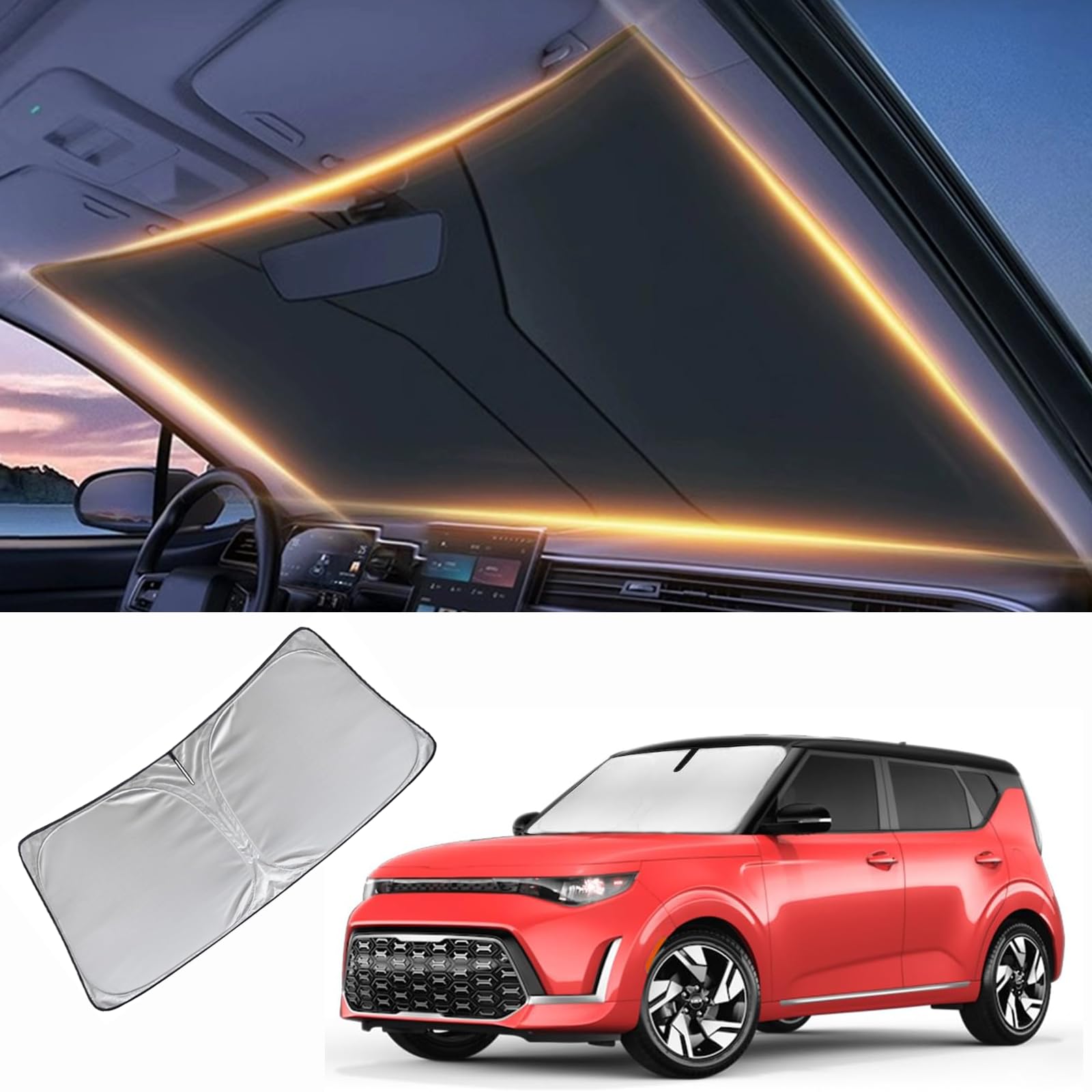 Windshield Sun Shade For Kia Soul Front Window Shades Cover For 2010-2025 Soul Windshield Sun Visor Protector Car Accessories