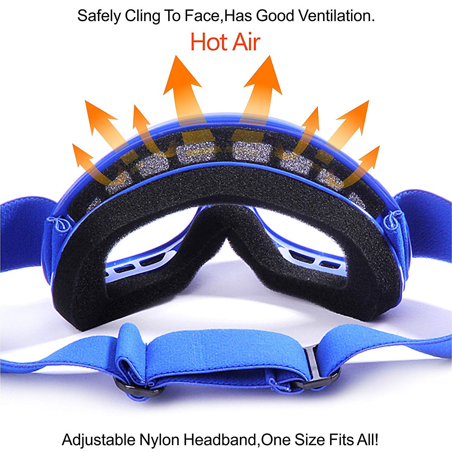 Glx Yh15 Anti-Fog Impact-Resistant Kids Youth Atv Off-Road Dirt Bike Motocross Goggles For Boys & Girls (Blue, One_Size)