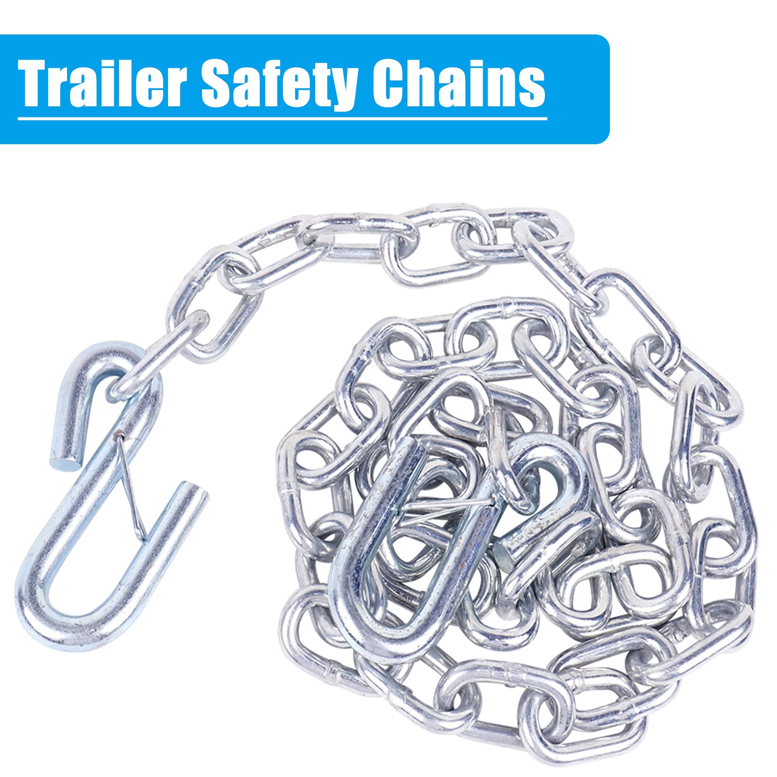 Tnyeobae 48 '' Trailer Safety Chain With 1/4 '' Spring Hook,Grade-30 Metal Safety Chain Kit 3500 Lbs (Pack Of 2)