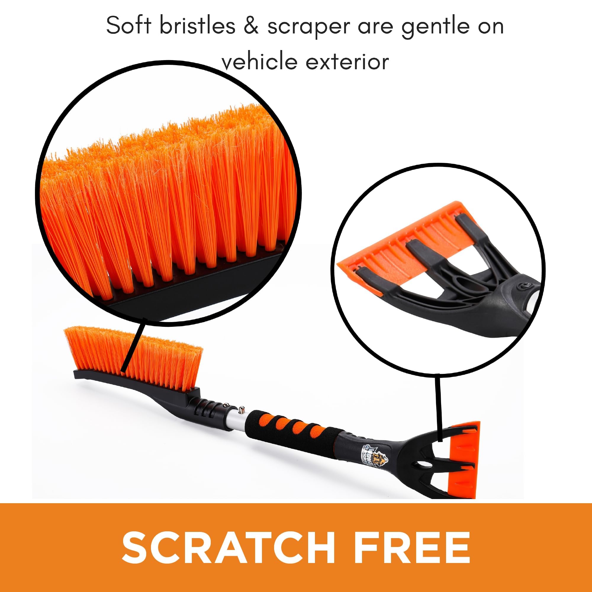 BIRDROCK HOME Snow Brush with Detachable Ice Scraper for Car - Flexible Snow Remover and Windshield Cleaning Tool with Wide Bristle Brush - Winter Sweeper for Auto, SUV - Size: 24' L x 9' W - 2 Pack