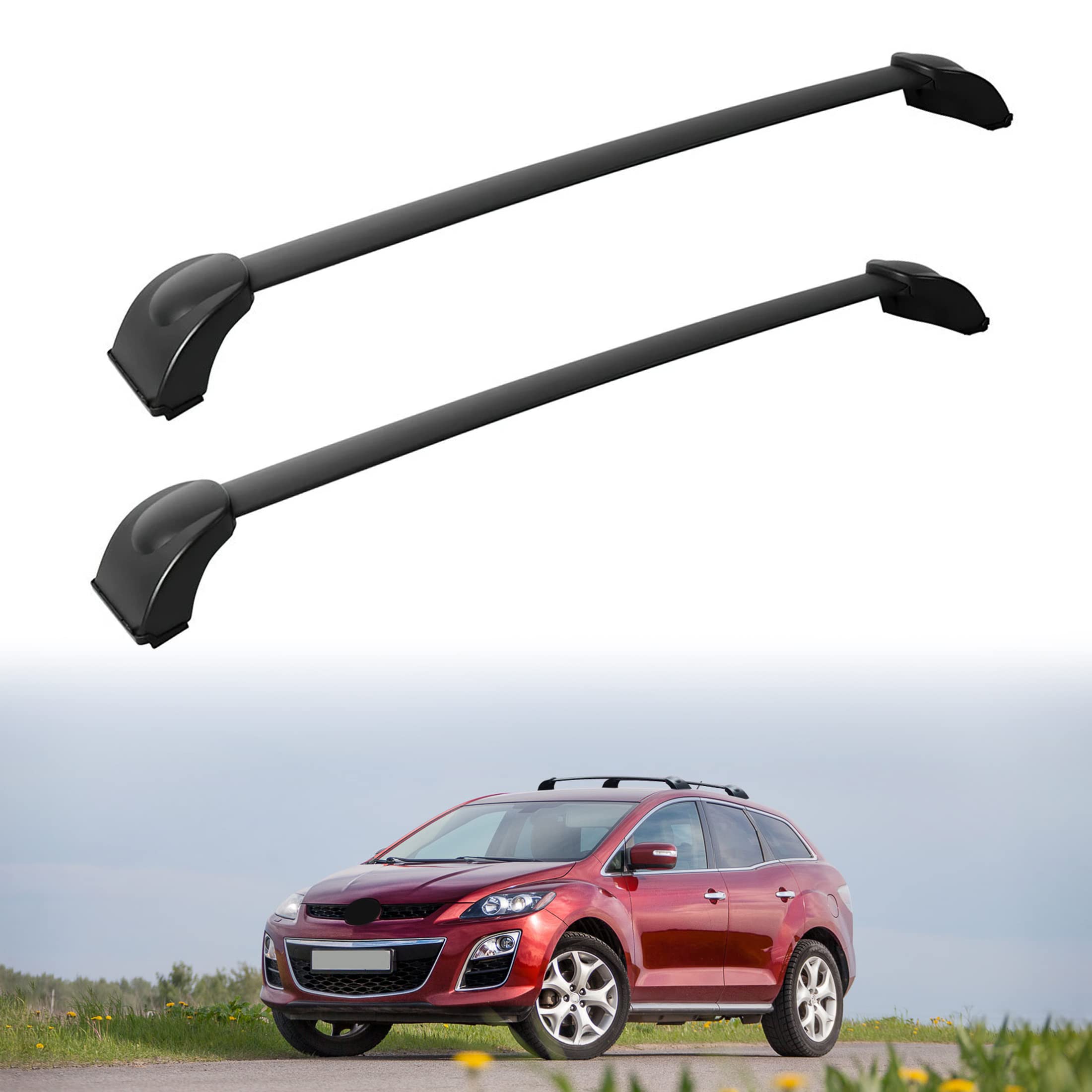 AUXMART Roof Rack Cross Bars Fit for Mazda CX-7 2007 2008 2009 2010 2011 2012, Black Rooftop Luggage Rack Rail Replacement, Alum