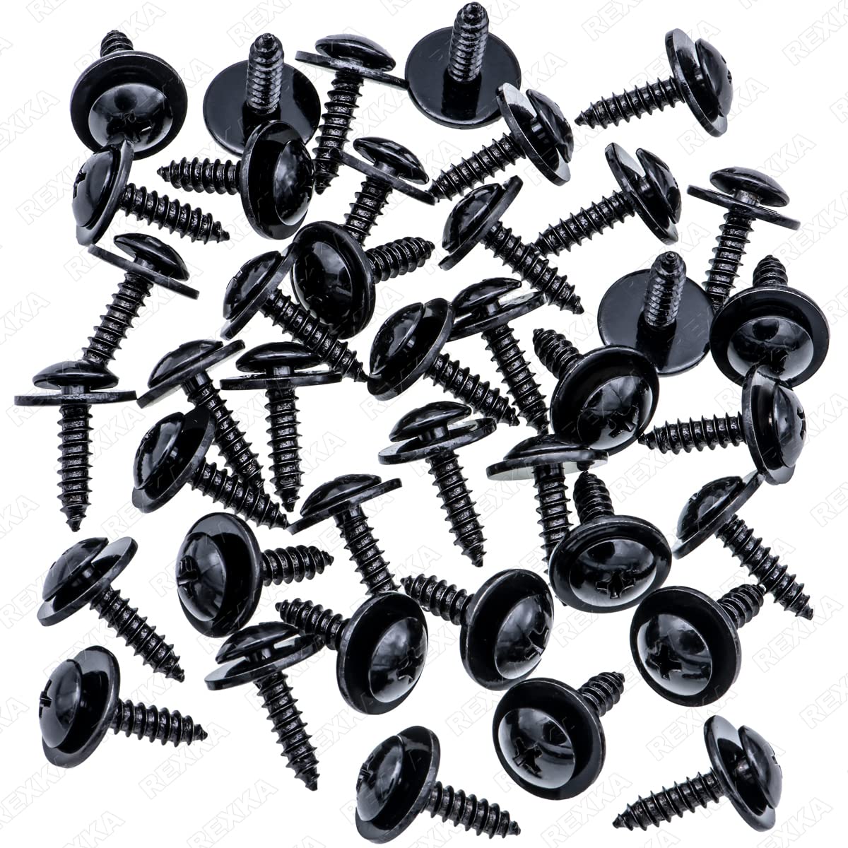 Rexka 40Pcs Fender Liner Splash Shield Wheelhouse Liner Screw Phillips Truss Head Sems Compatible With Honda Acura Bmw 90114-Se0