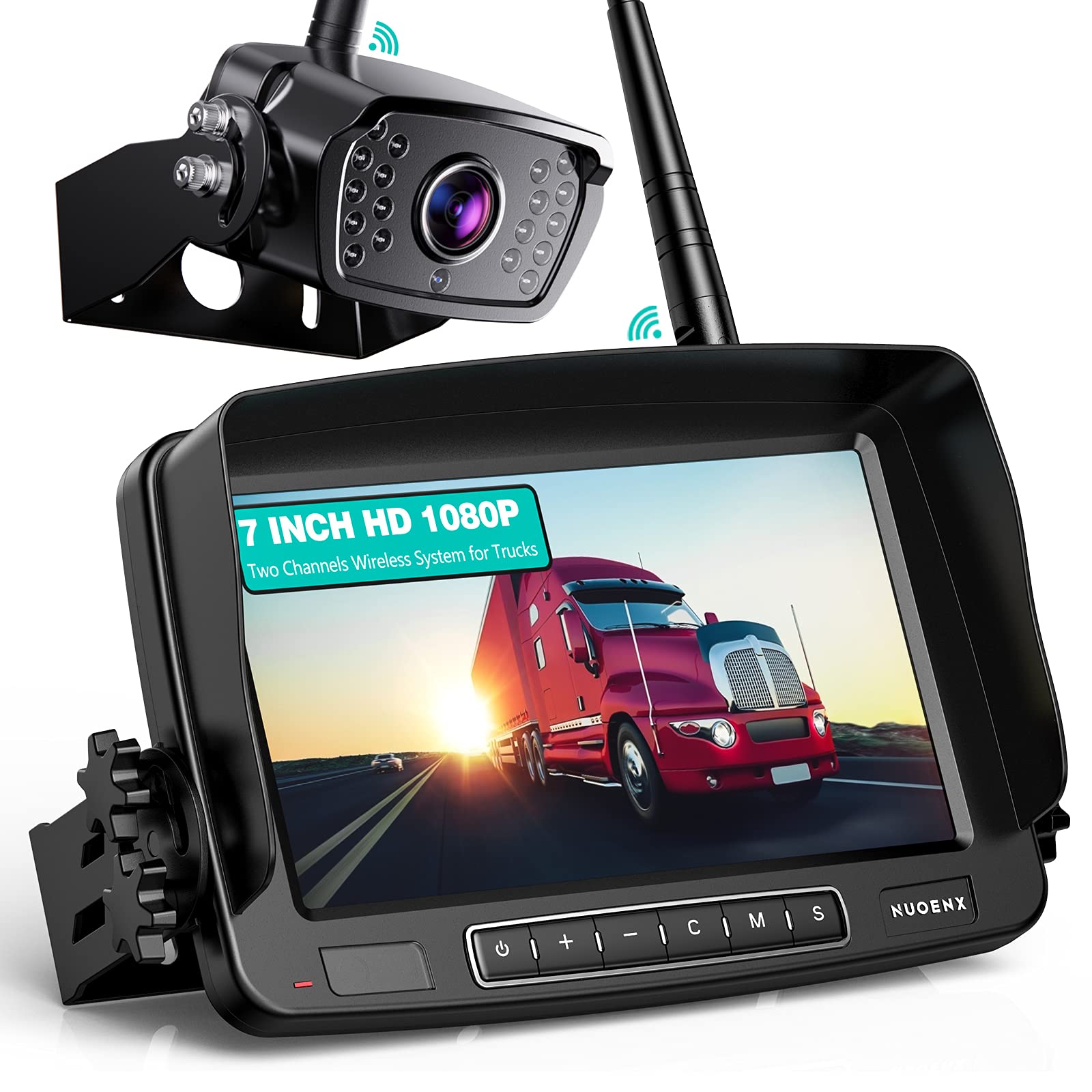 Nuoenx Wireless Backup Camera, 7 Inch Monitor Rear View Camera System For Rv, Trailers, Trucks, 5Th Wheels, Support 2 Cameras, I