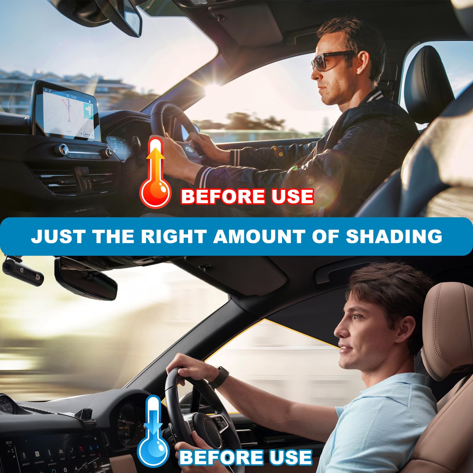 XCBYT Magnetic Car Window Shades for Driver, 2 Pack Front Side Window Sun Shades, Strong Magnets Sun Glare Blocker for SUV Truck