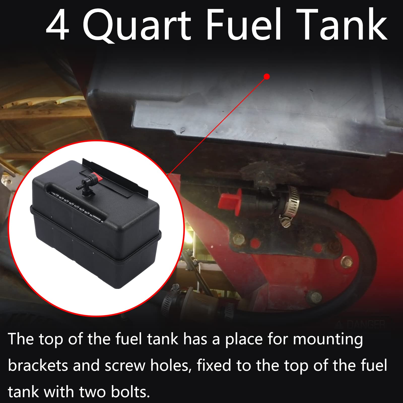 Misakomo 691993 Fuel Tank - 4 Quart Plastic Gas Tank With Shut Off Valve And Cap - Fuel Gas Tank Compatible With Lawn And Garden